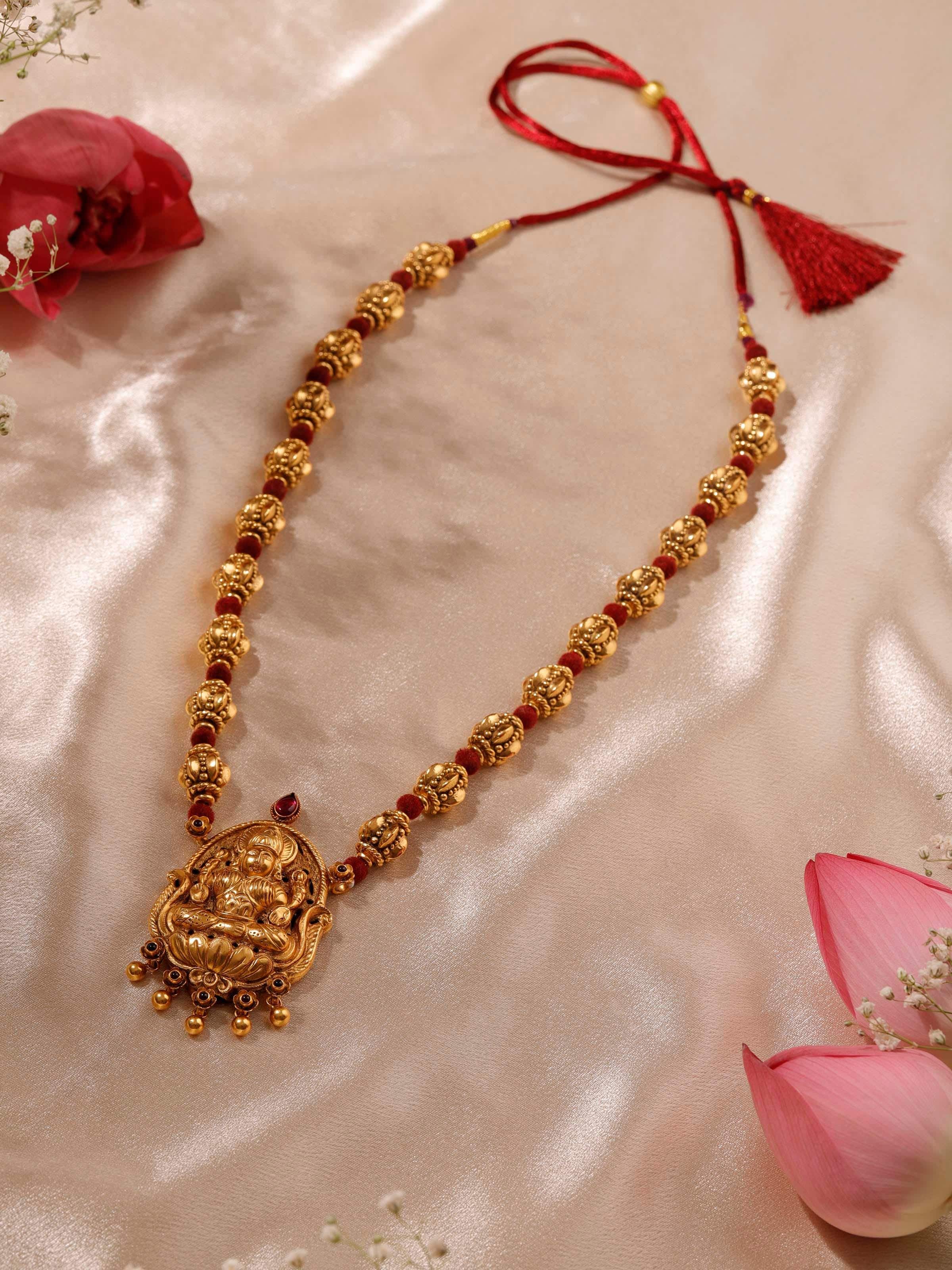 Close-up of Silversmithing Long Necklace highlighting its smooth finish by Swadesh