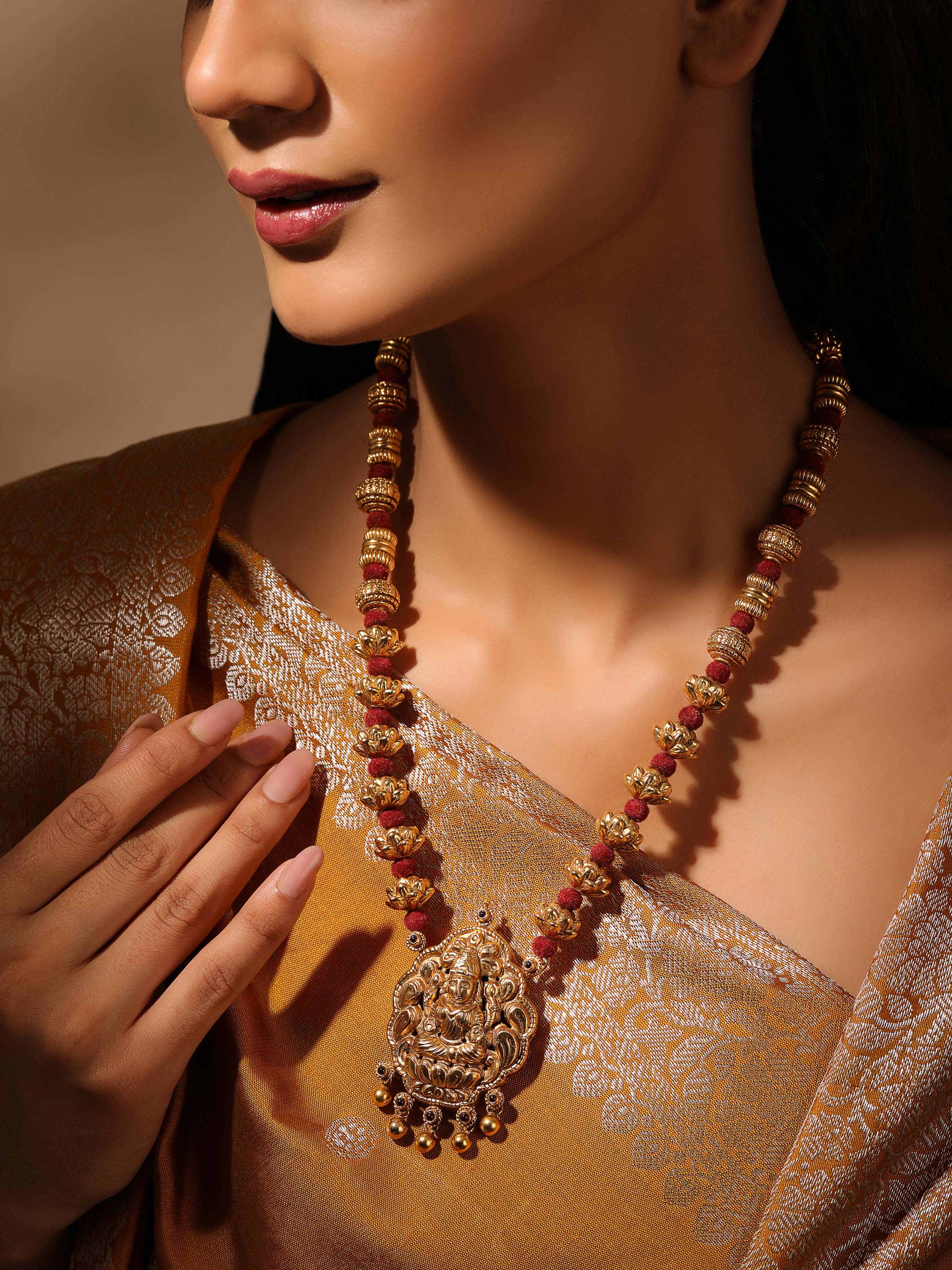 Close-up view of Silversmithing Long Necklace focusing on the intricate link design and polished silver finish