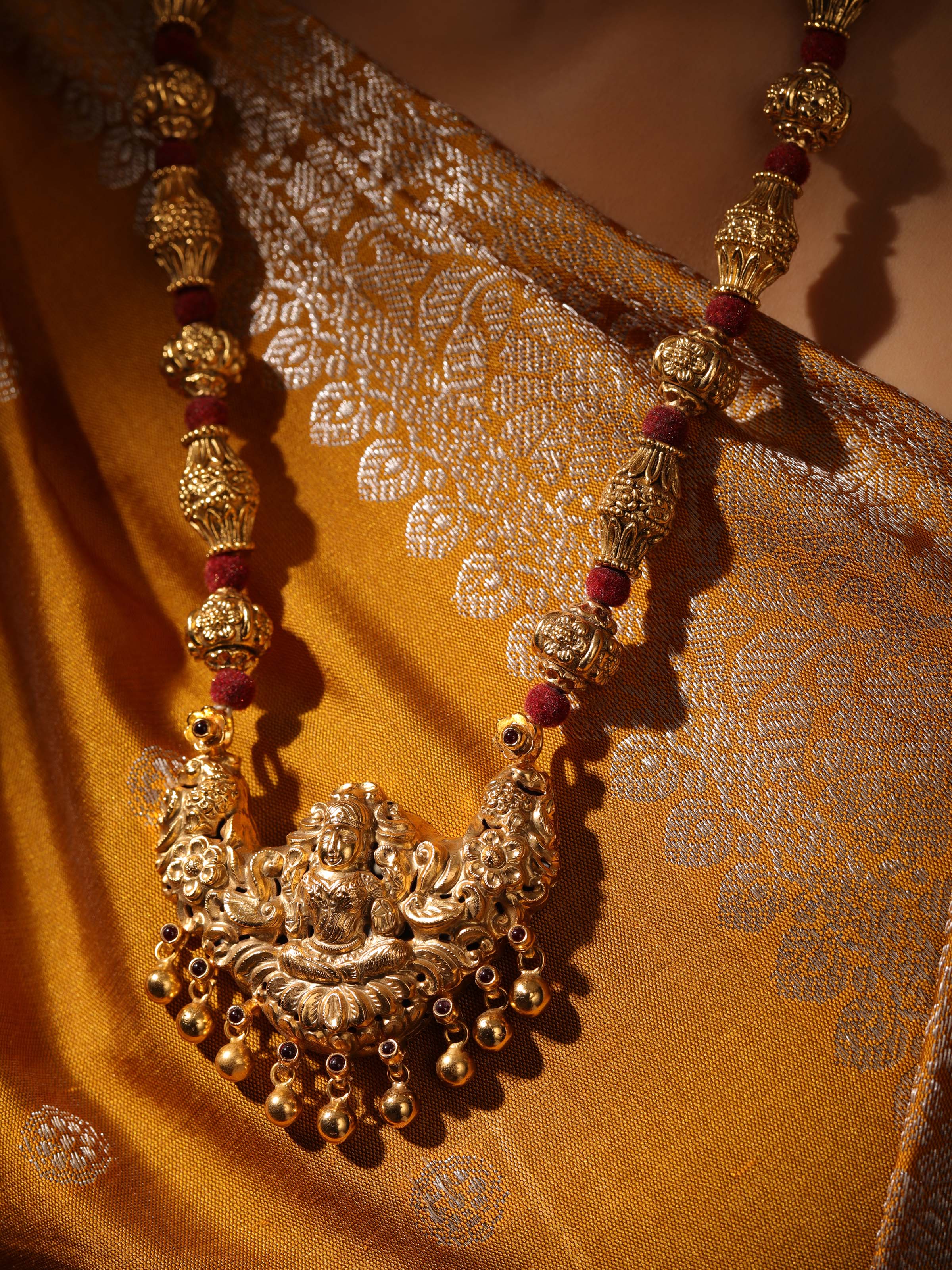 Side view of Silversmithing Long Necklace highlighting the detailed link design and necklace length