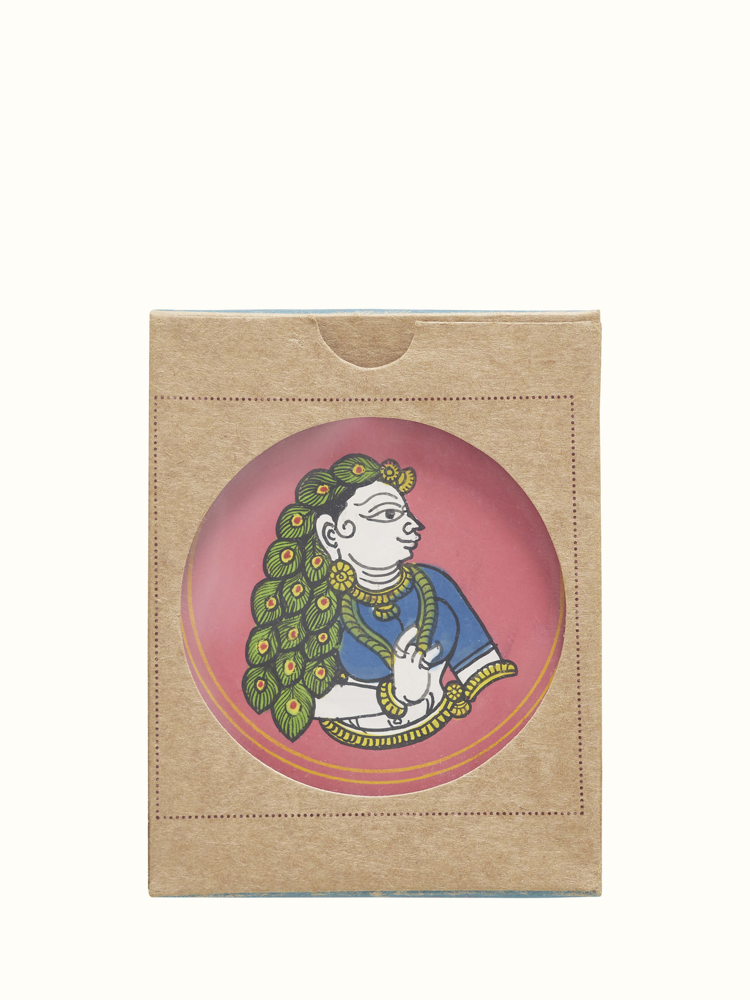 Close-up view of Pattachitra Floral Fridge Magnets (2 pcs), focusing on the intricate floral patterns