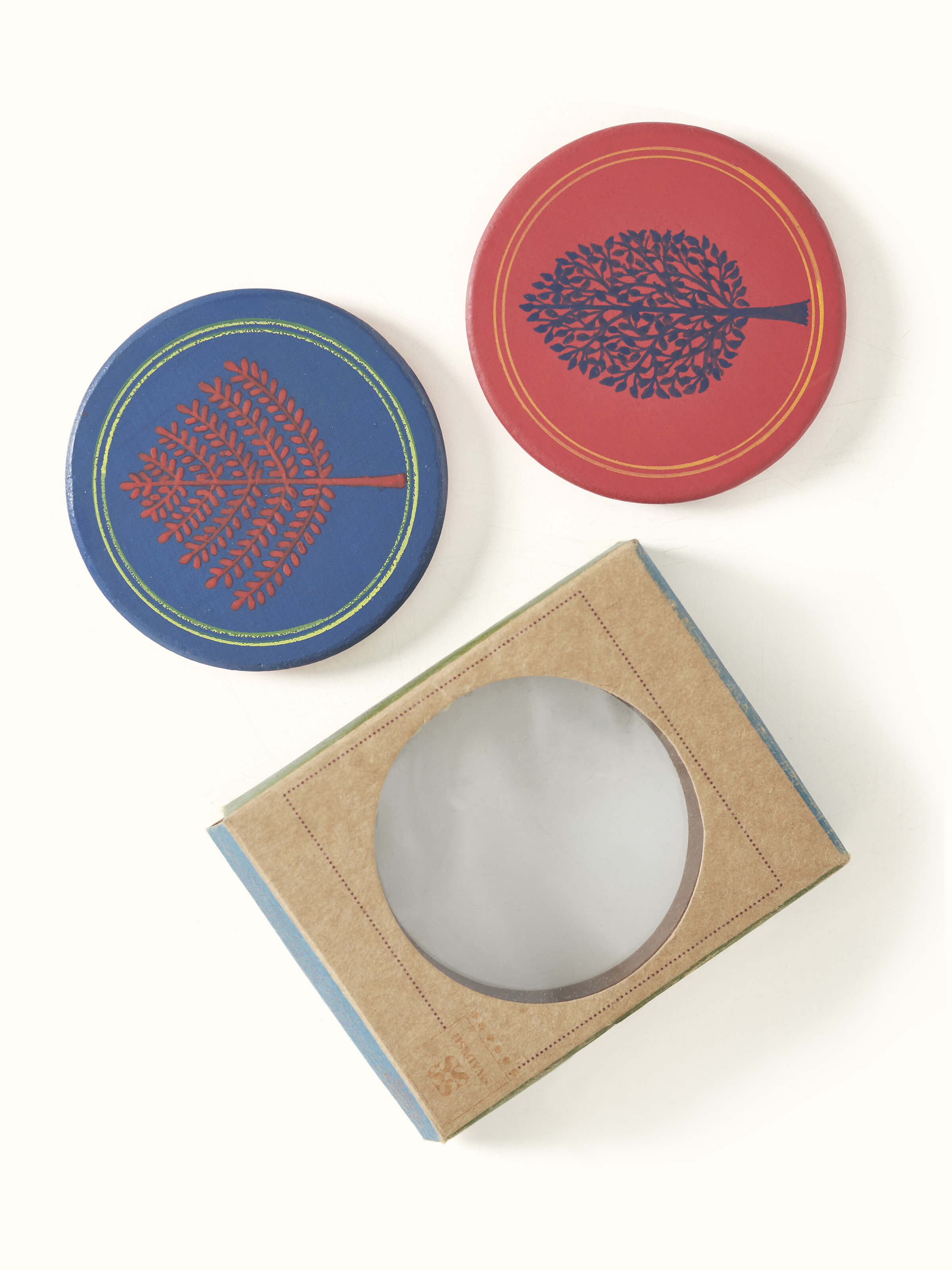 Front view of Pattachitra tree of life fridge magnets (2 pcs) showcasing traditional artwork