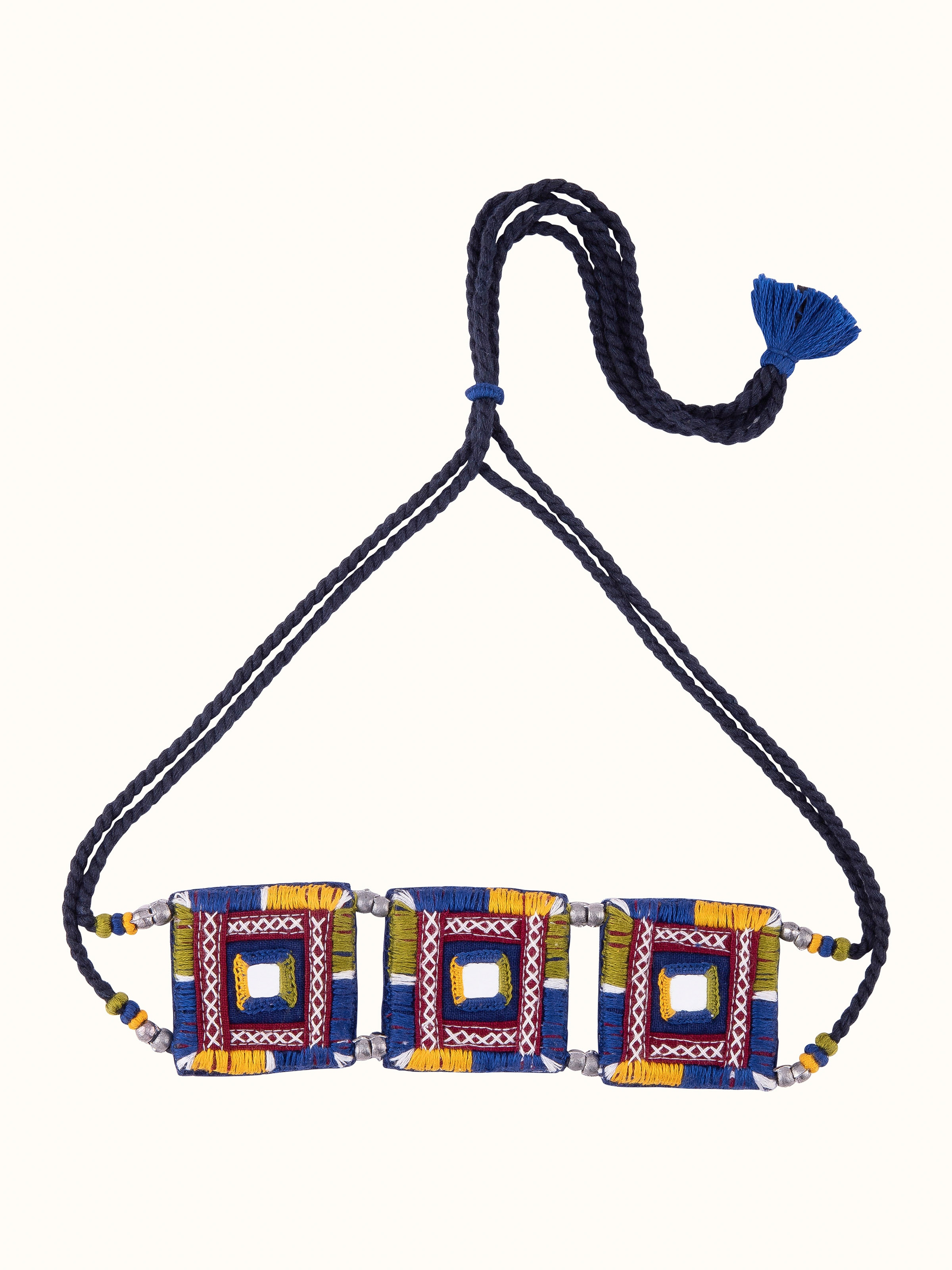 Front view of Glass Bead Lanyard showcasing colorful glass beads and craftsmanship.