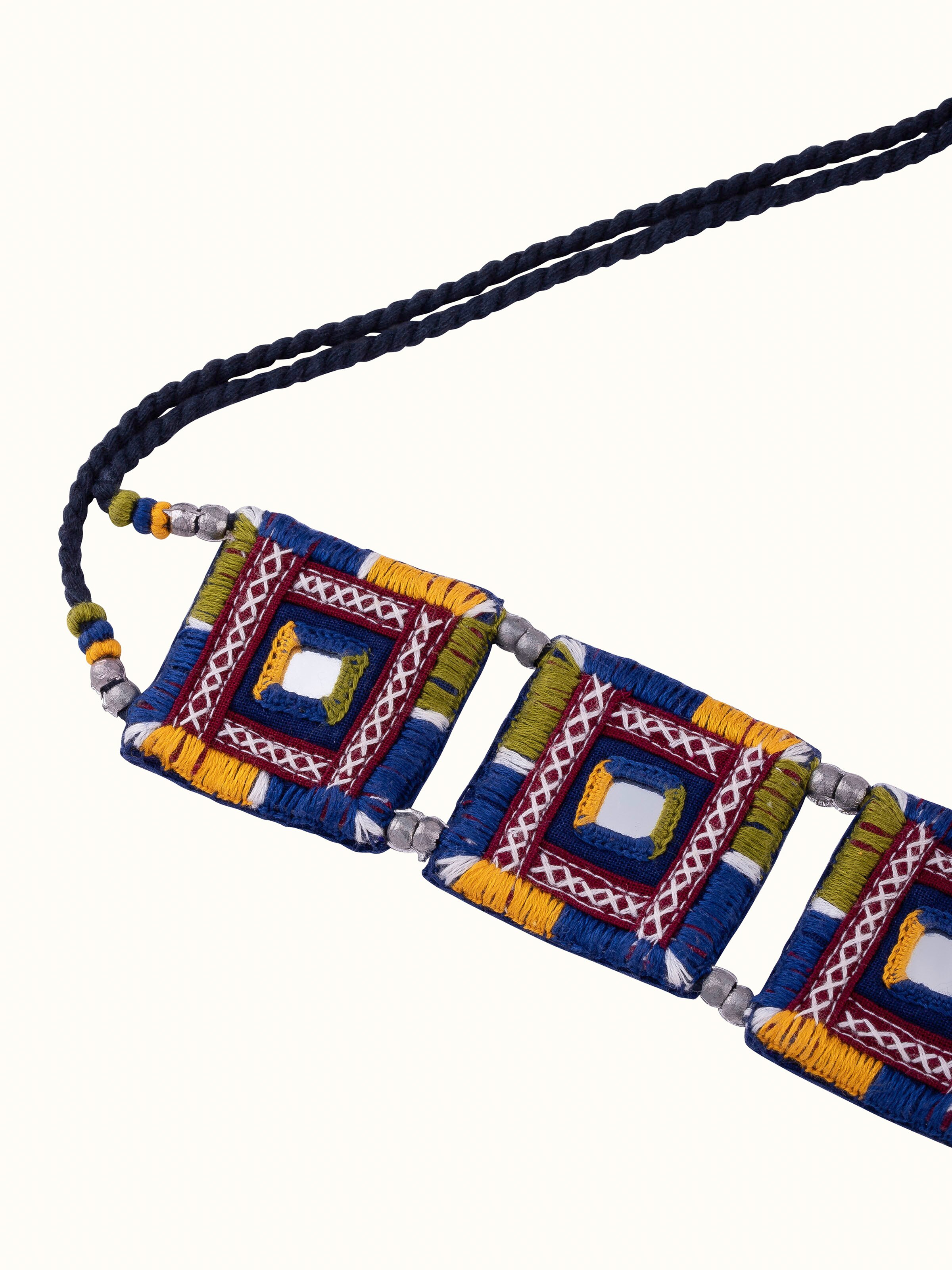 Angled view of Glass Bead Lanyard showcasing its intricate bead design.