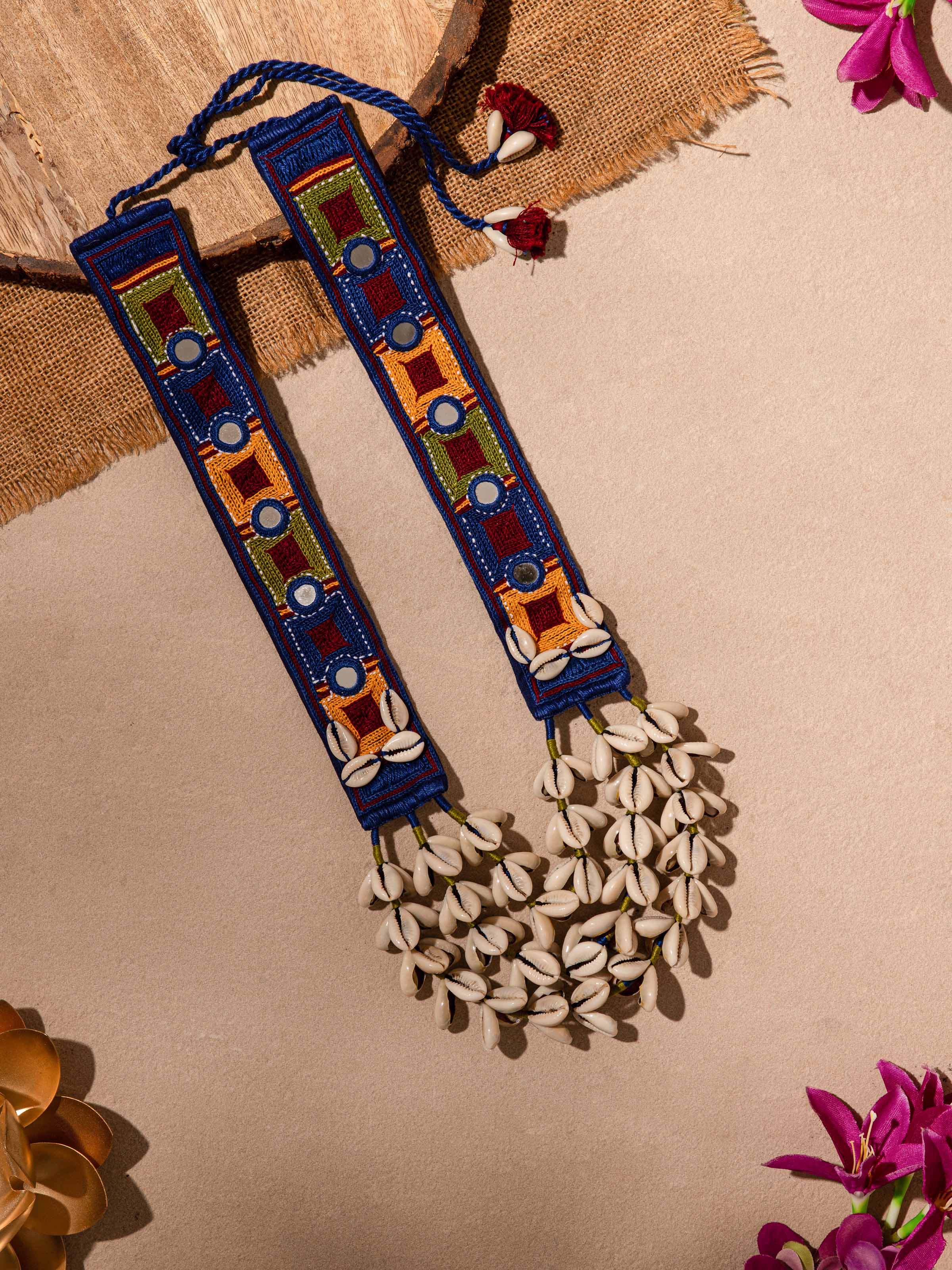 Close-up of Banjara Embroidery Long Necklace, emphasizing craftsmanship