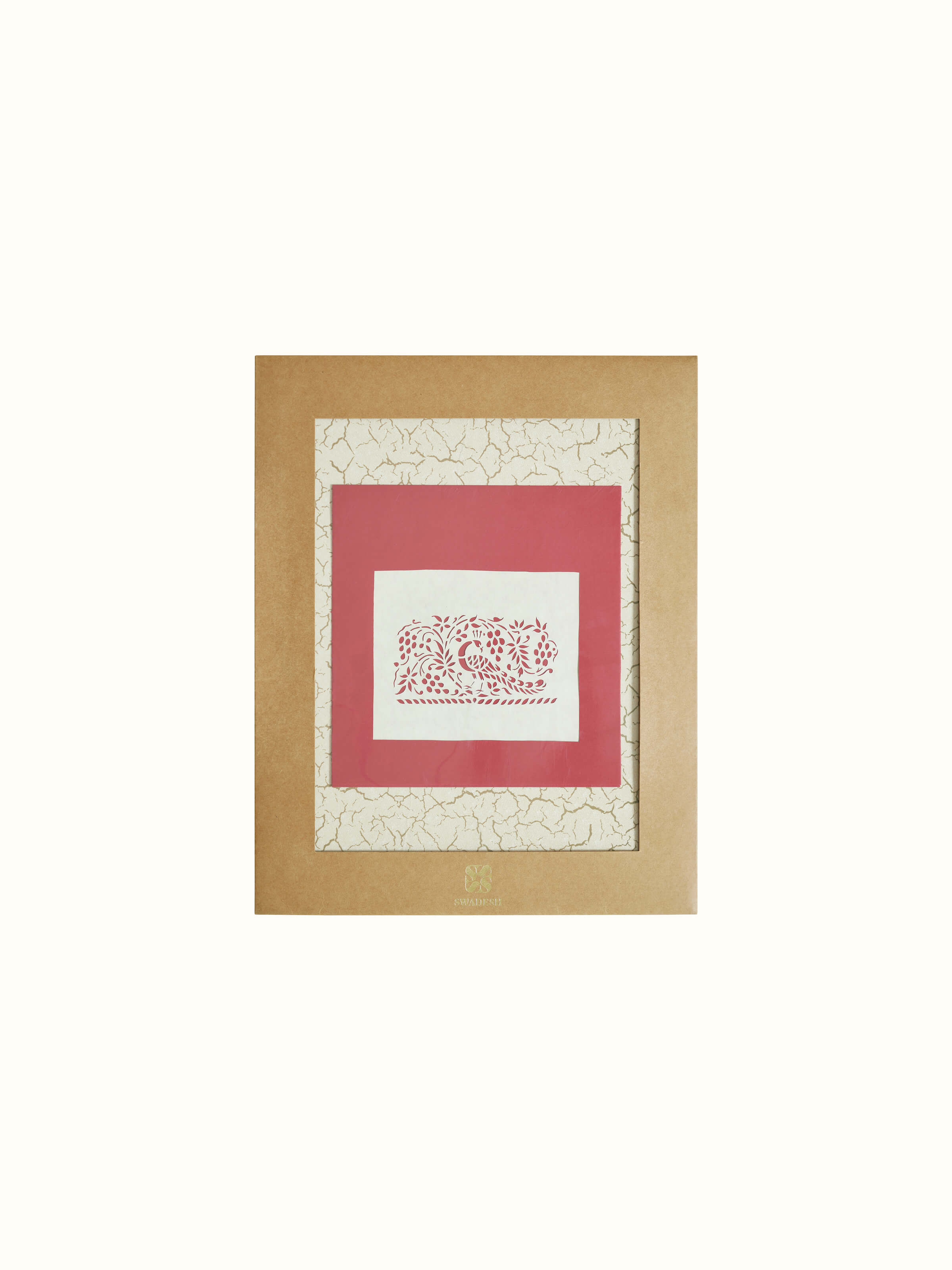 Close-up of Sanjhi Paper Stencil Peacock Wall Art highlighting fine details