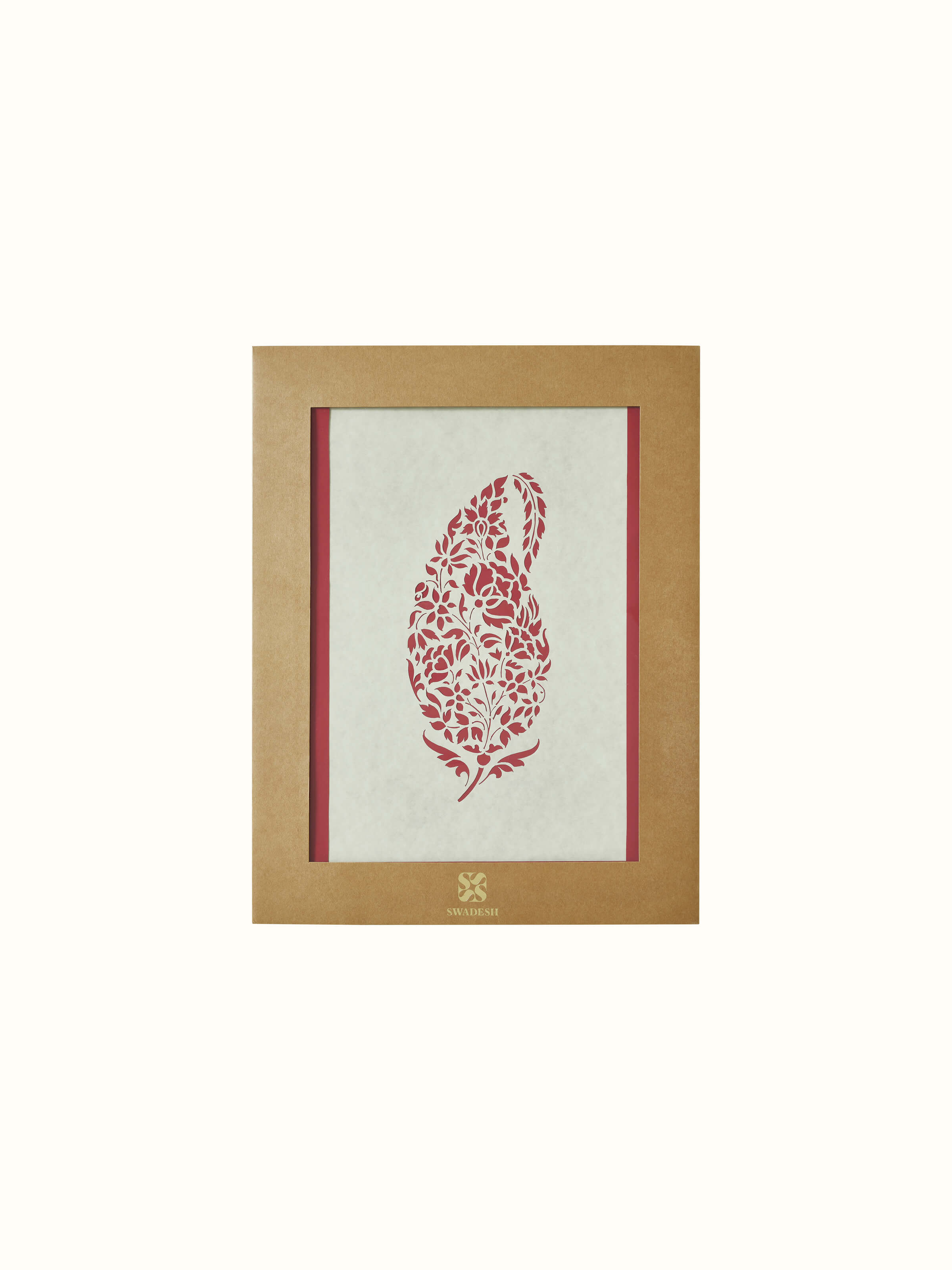 Close-up view of Sanjhi paper stencil Kairi wall art showcasing intricate patterns