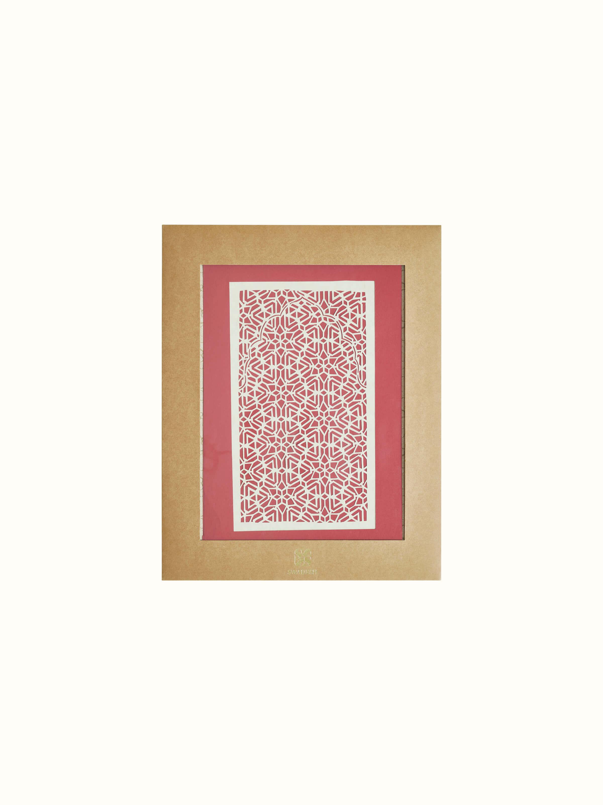 Detailed view of Sanjhi Paper Stencil Kata Jaali Wall Art, focusing on the intricacies of the stencil work