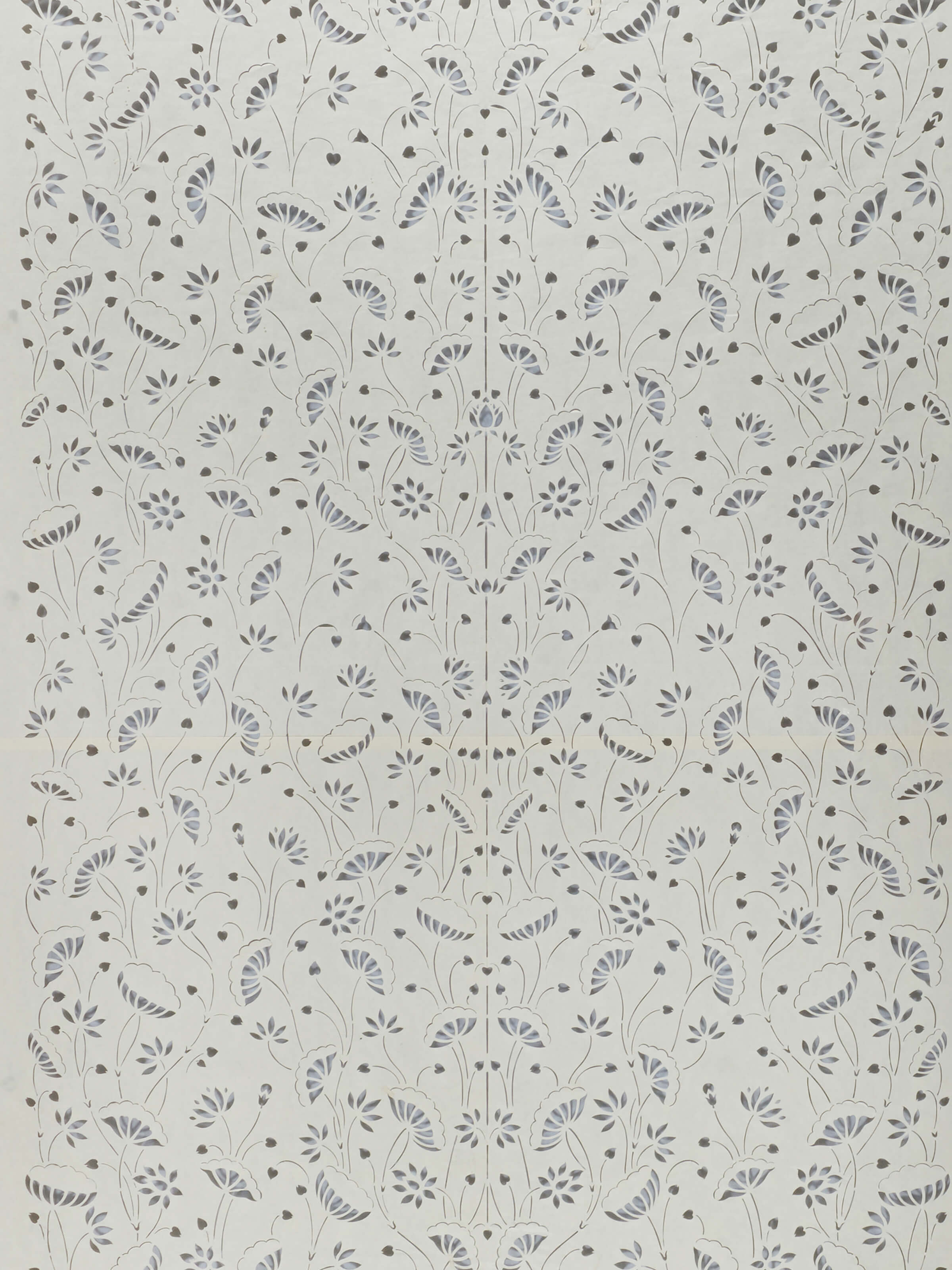 Side view of Sanjhi paper stencil kamal talai wall art highlighting the depth and precision of the stencil work