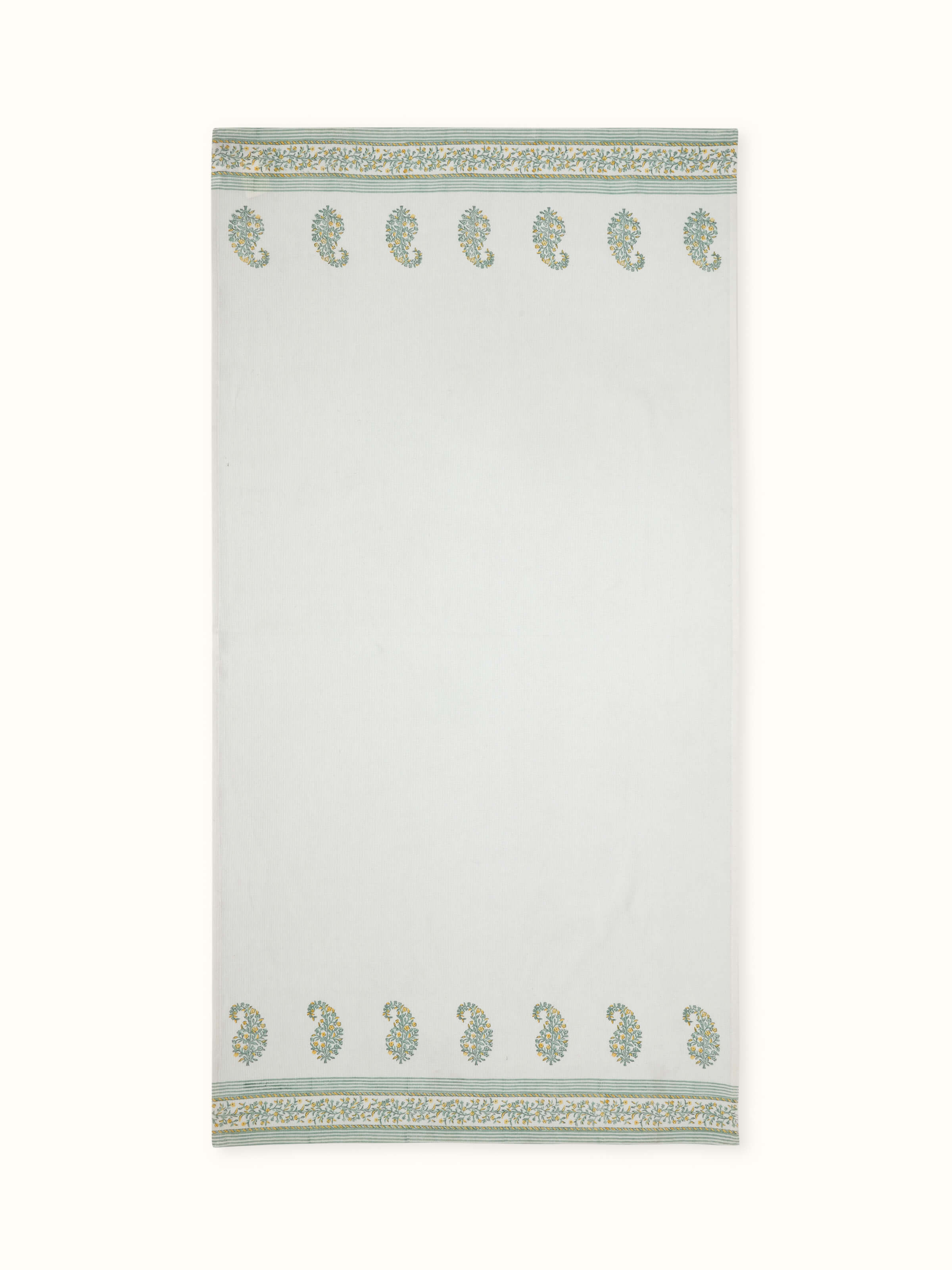 Ambi border yellow floral cotton Sanganeri block printed bath towel (XL) with vibrant yellow floral design and block print.