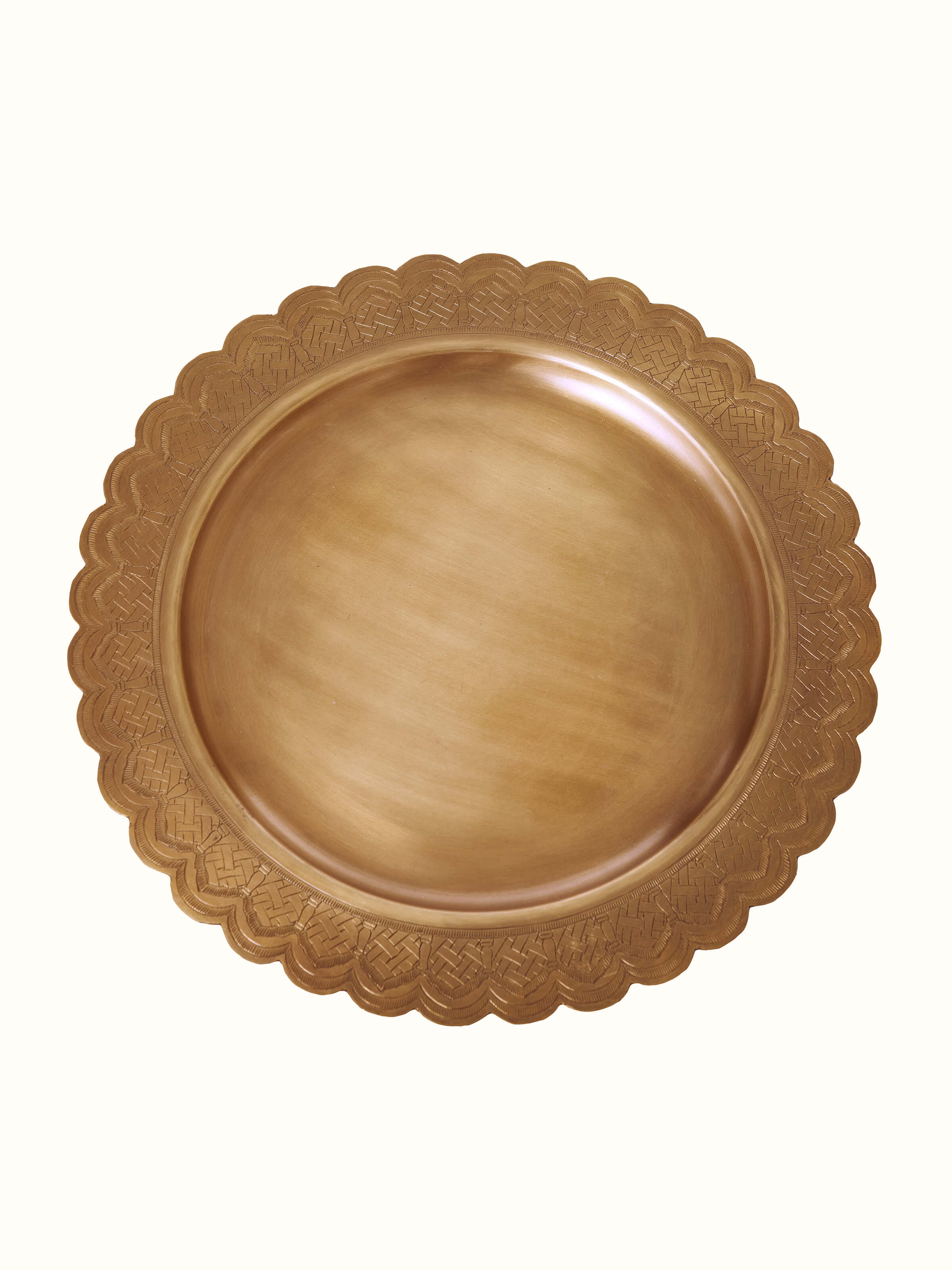 Another detailed view of Polished Brass Pooja Thali Set showcasing its elegant design