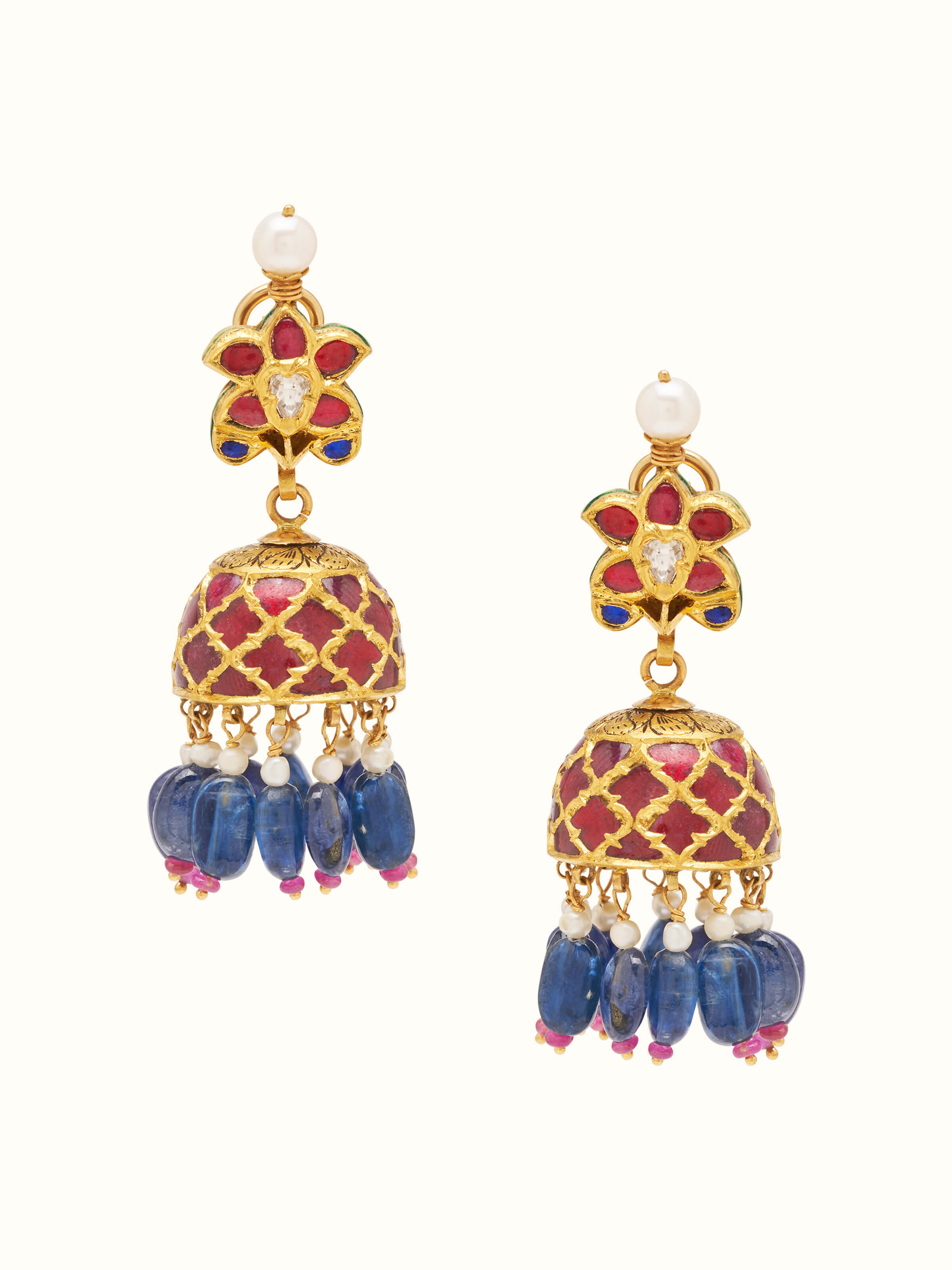 Front view showing the traditional 22 Karat gold jhumka design