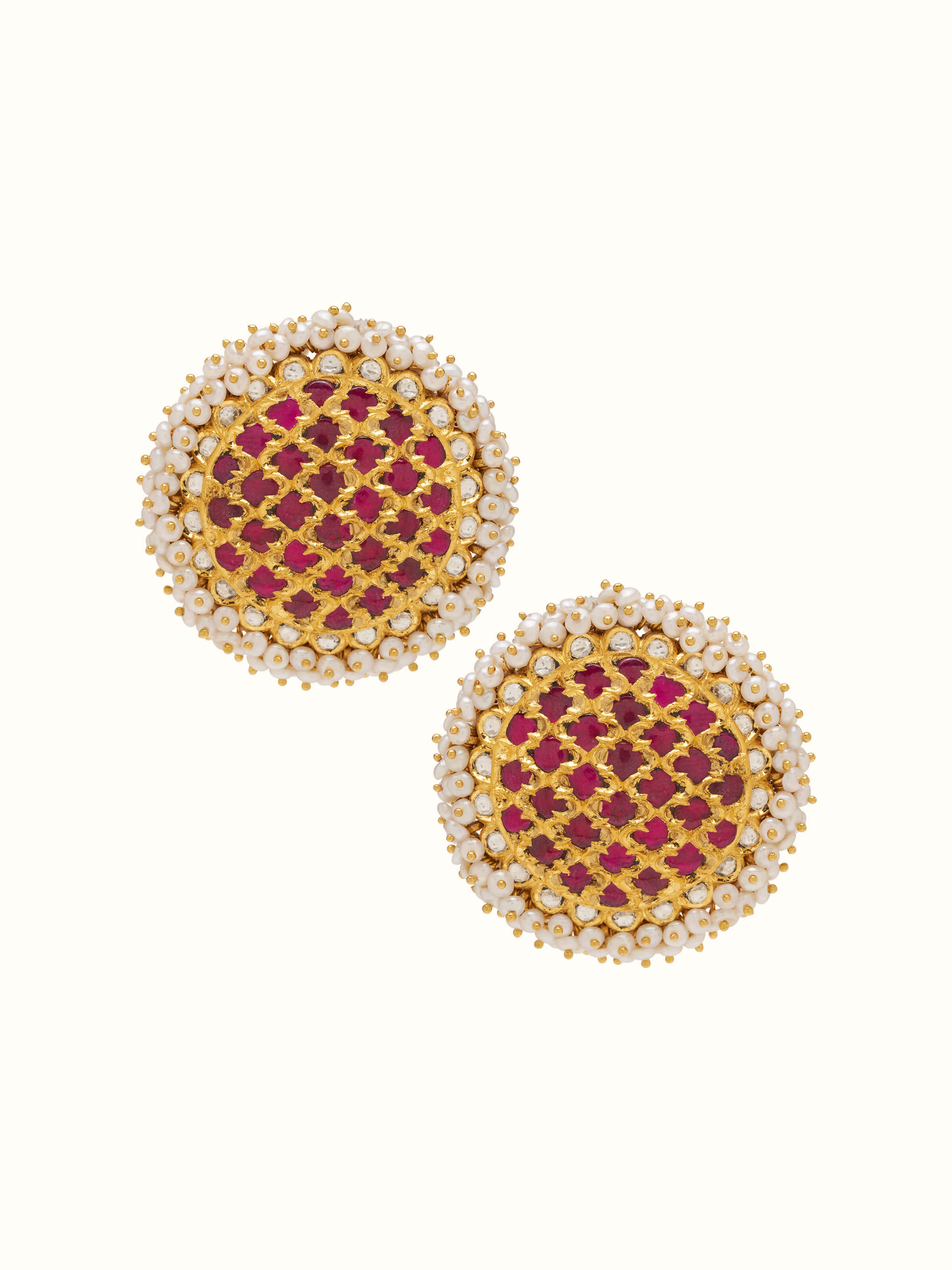 Front view of the Badroom 22 Karat Gold Studs showcasing their elegant design