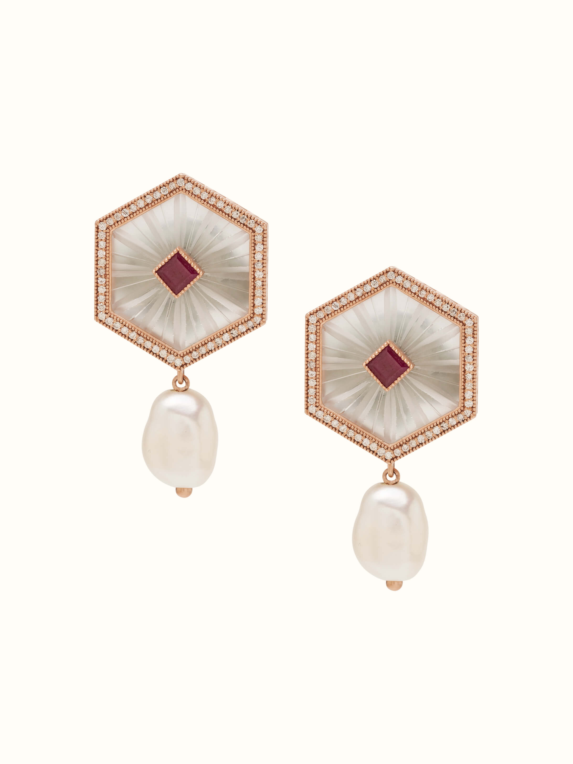Front view of Lapidary 14 Karat Gold Drop Earrings featuring a sophisticated gold finish and elegant drop design.