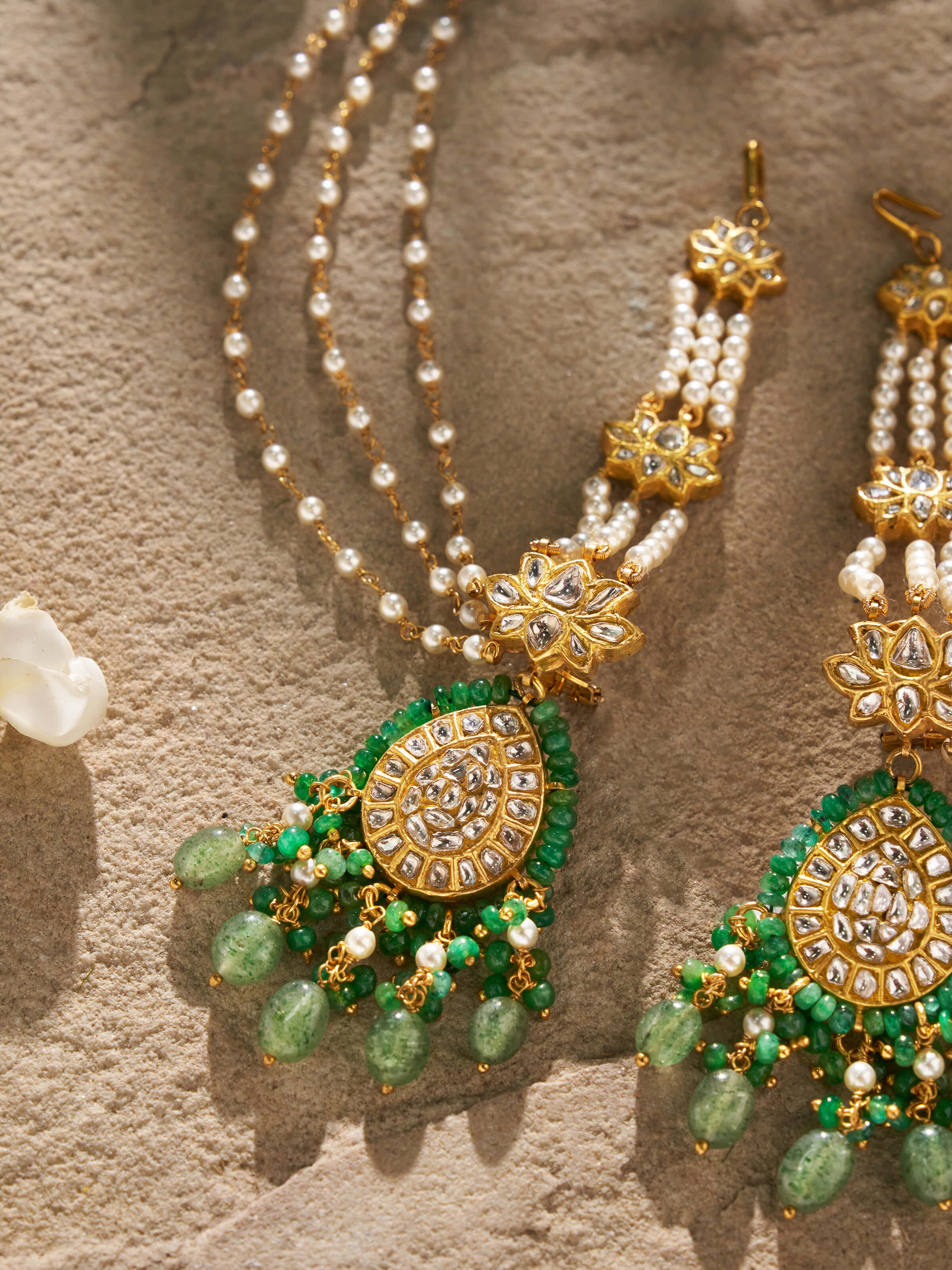 Overhead view capturing the full design and rich 22K gold finish