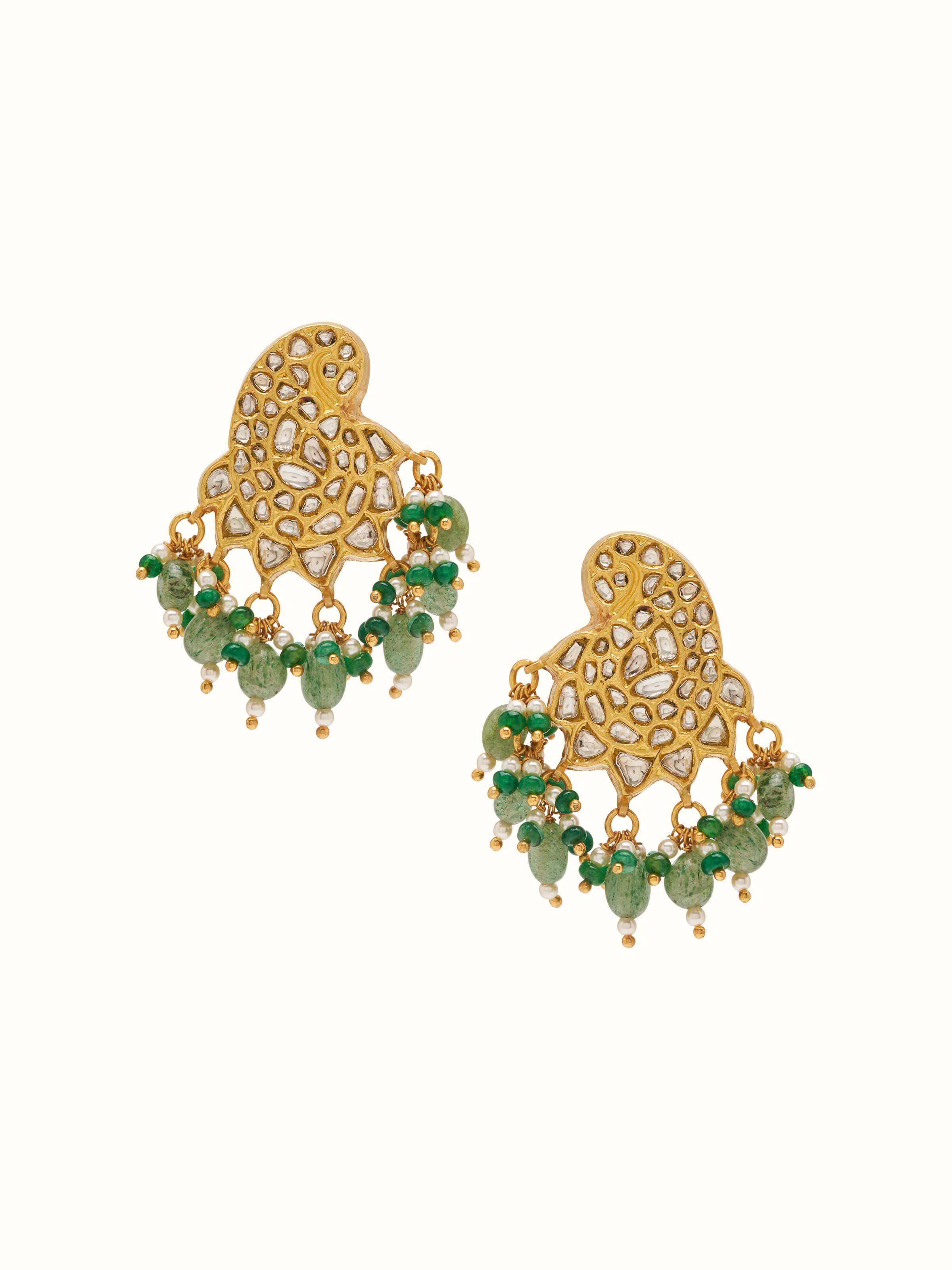 Front view of Thappa 22 Karat Gold Drop Earrings showcasing the elegant drop design and detailed goldwork.