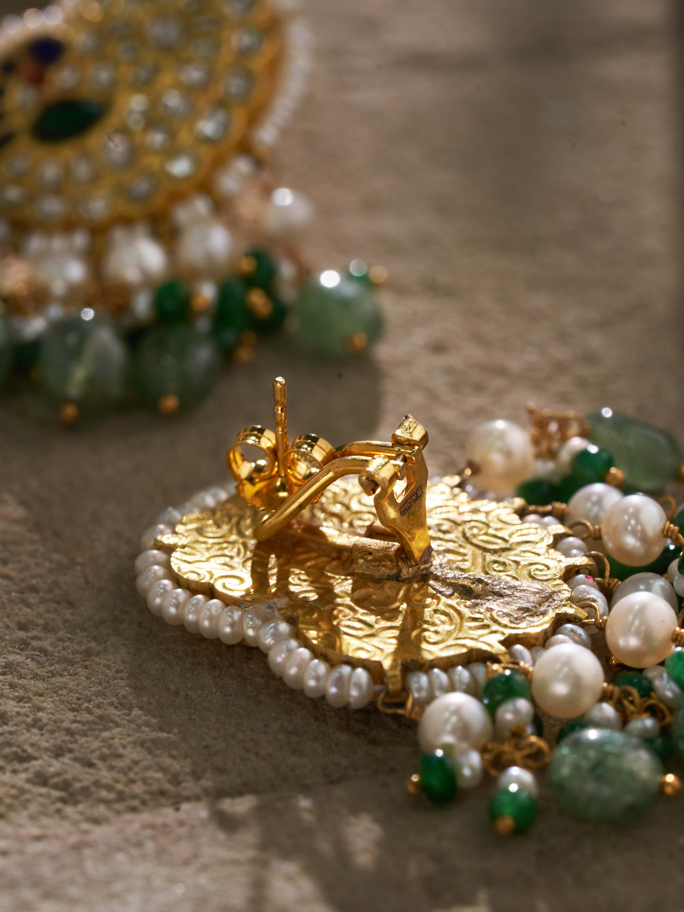 Angled view presenting the elegant style and overall beauty of the earrings