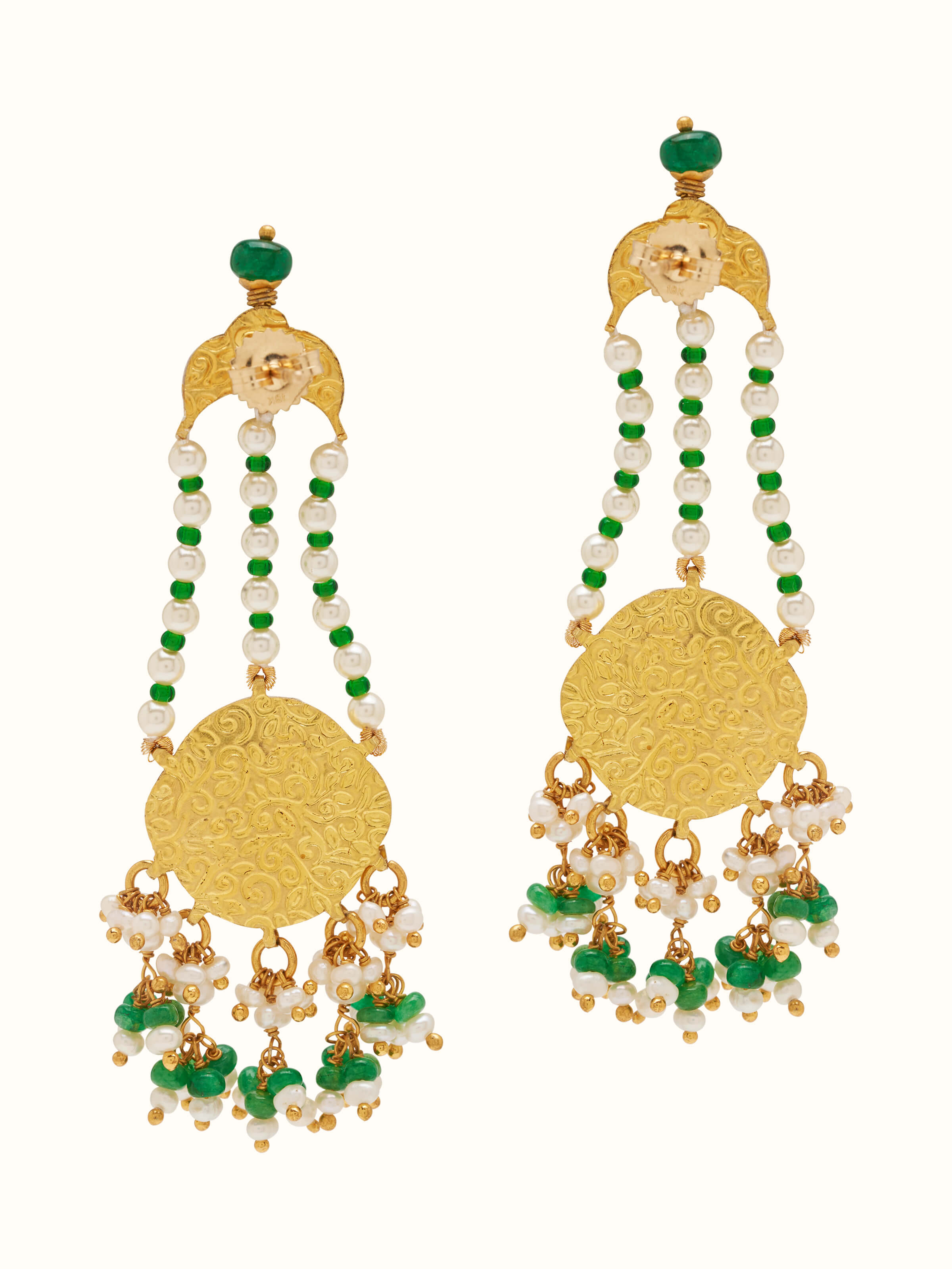 Elegant back view showing the clasp and overall structure of the earrings