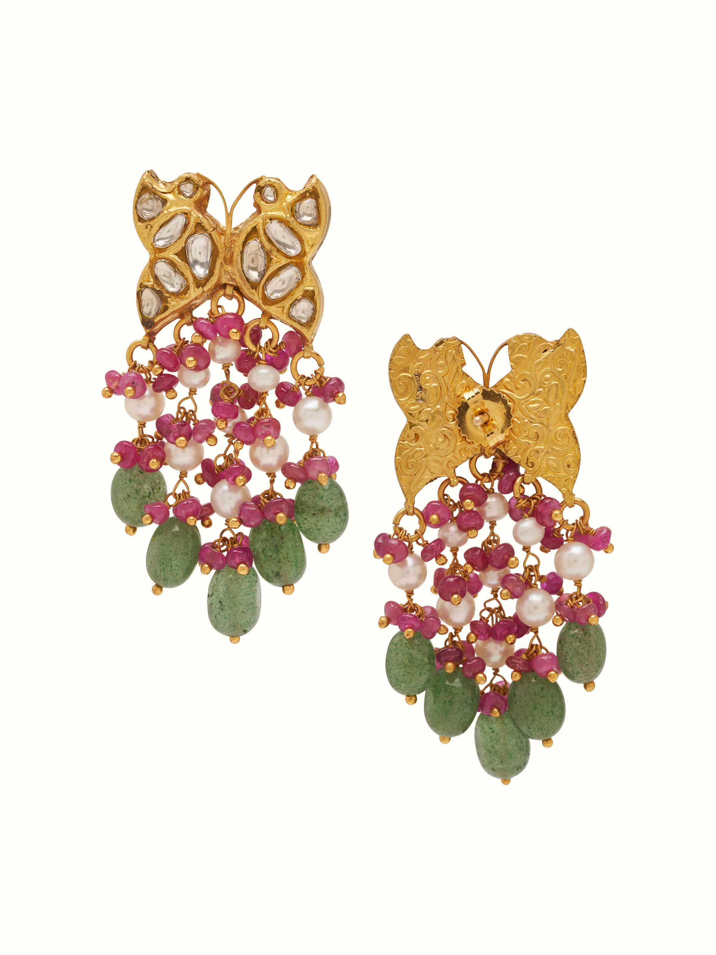 Close-up view of Swadesh Thappa 22 Karat Gold Drop Earrings highlighting fine craftsmanship and radiant gold hue