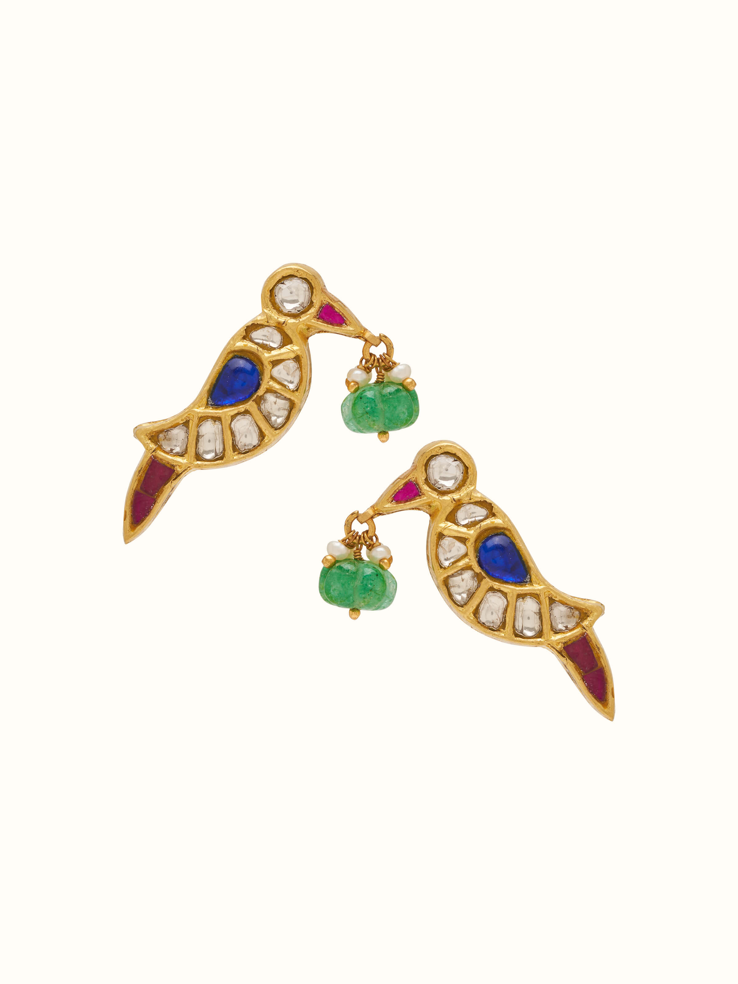 Front view of the Thappa 22 Karat Gold Drop Earrings showcasing their elegant design