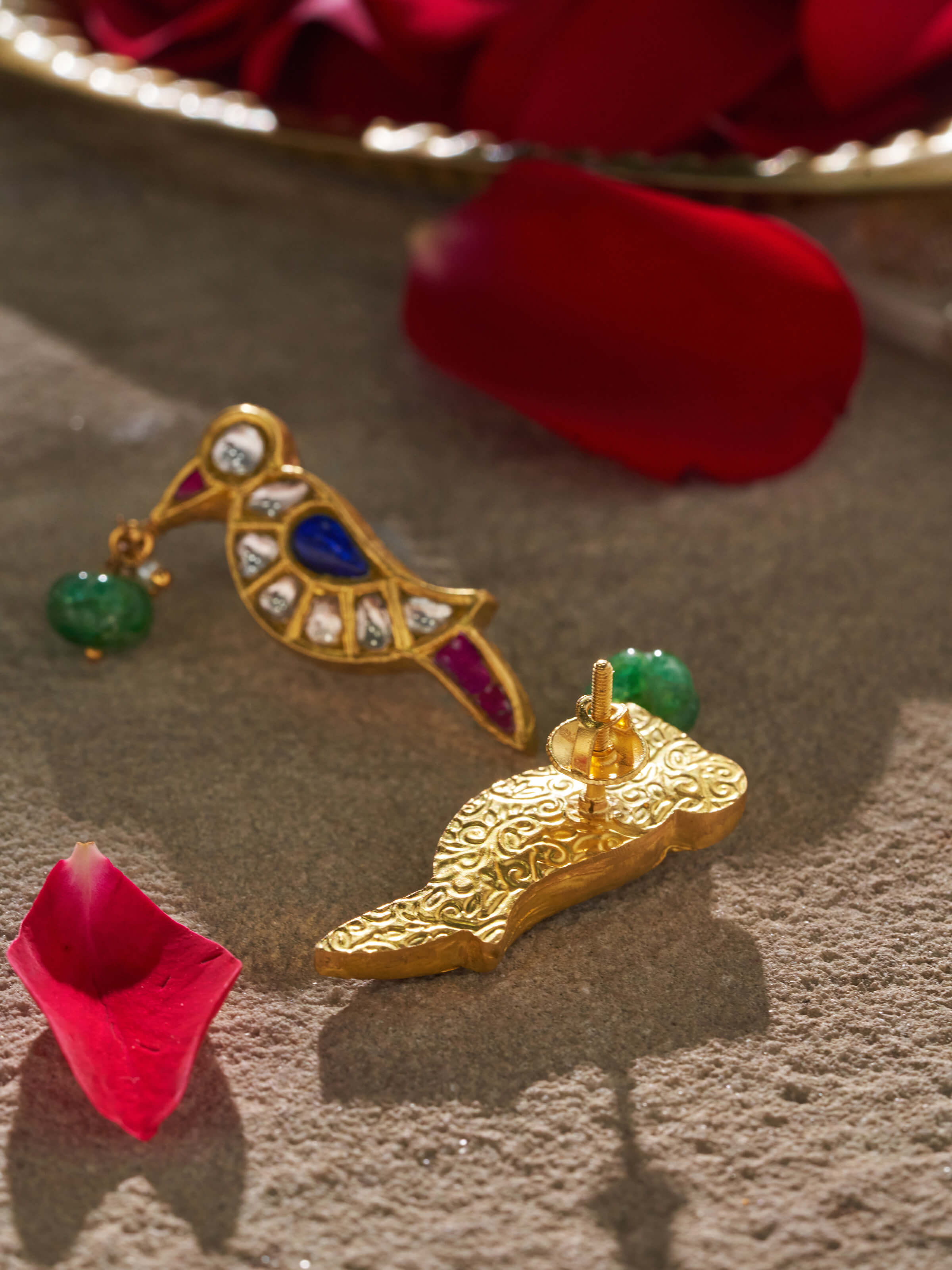 Close-up shot emphasizing the detailed gold work and texture