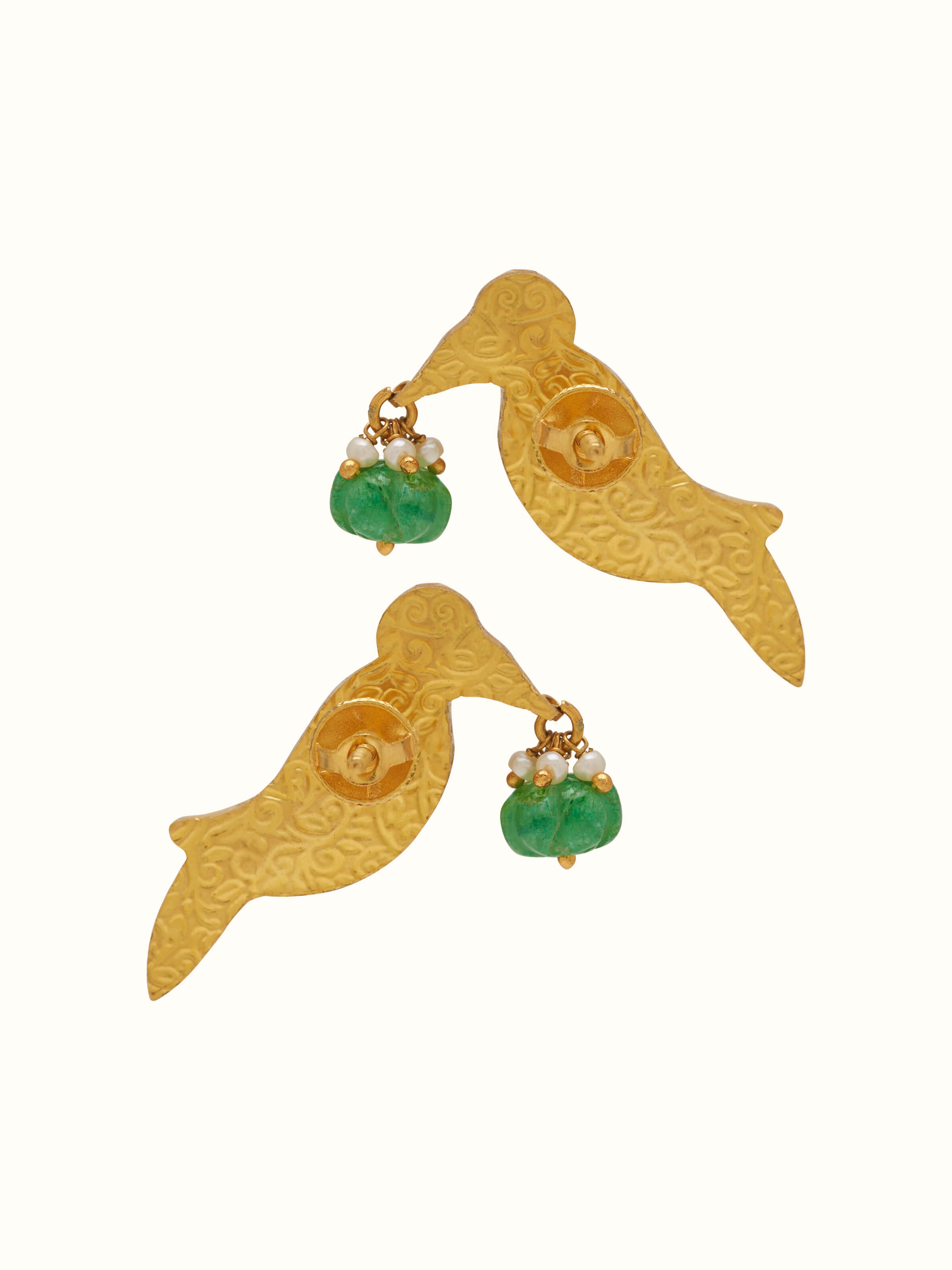 Angled perspective capturing the overall beauty and style of the earrings
