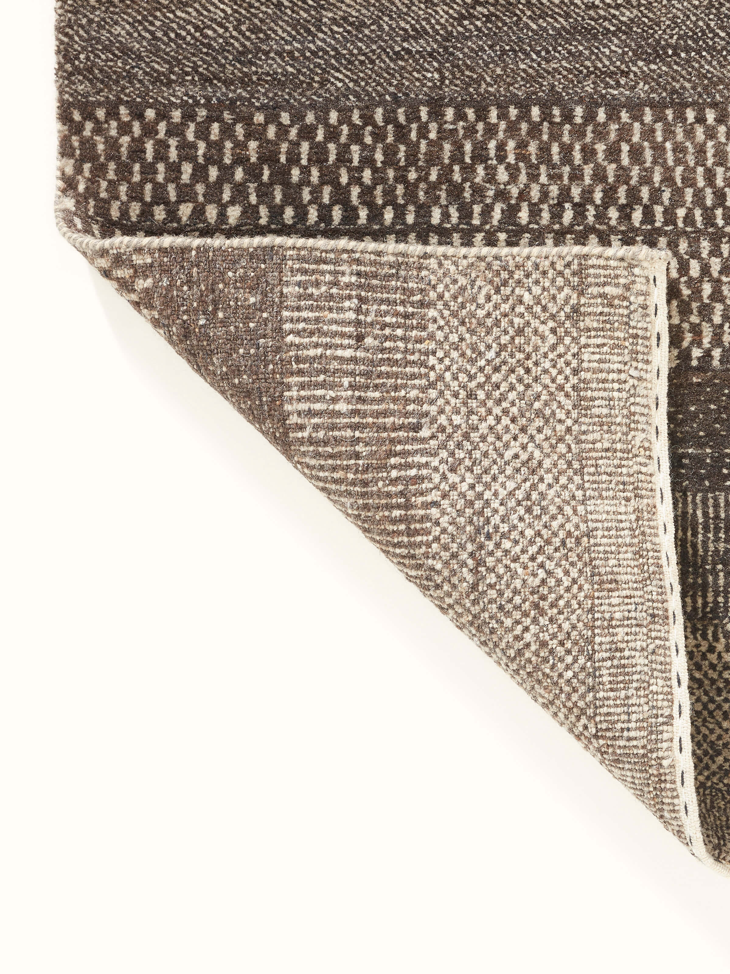 Overview of Traditional Gabbeh Grey Charcoal Bhadohi Wool Hand-Knotted Rug showing the entire rug layout and its color consistency.