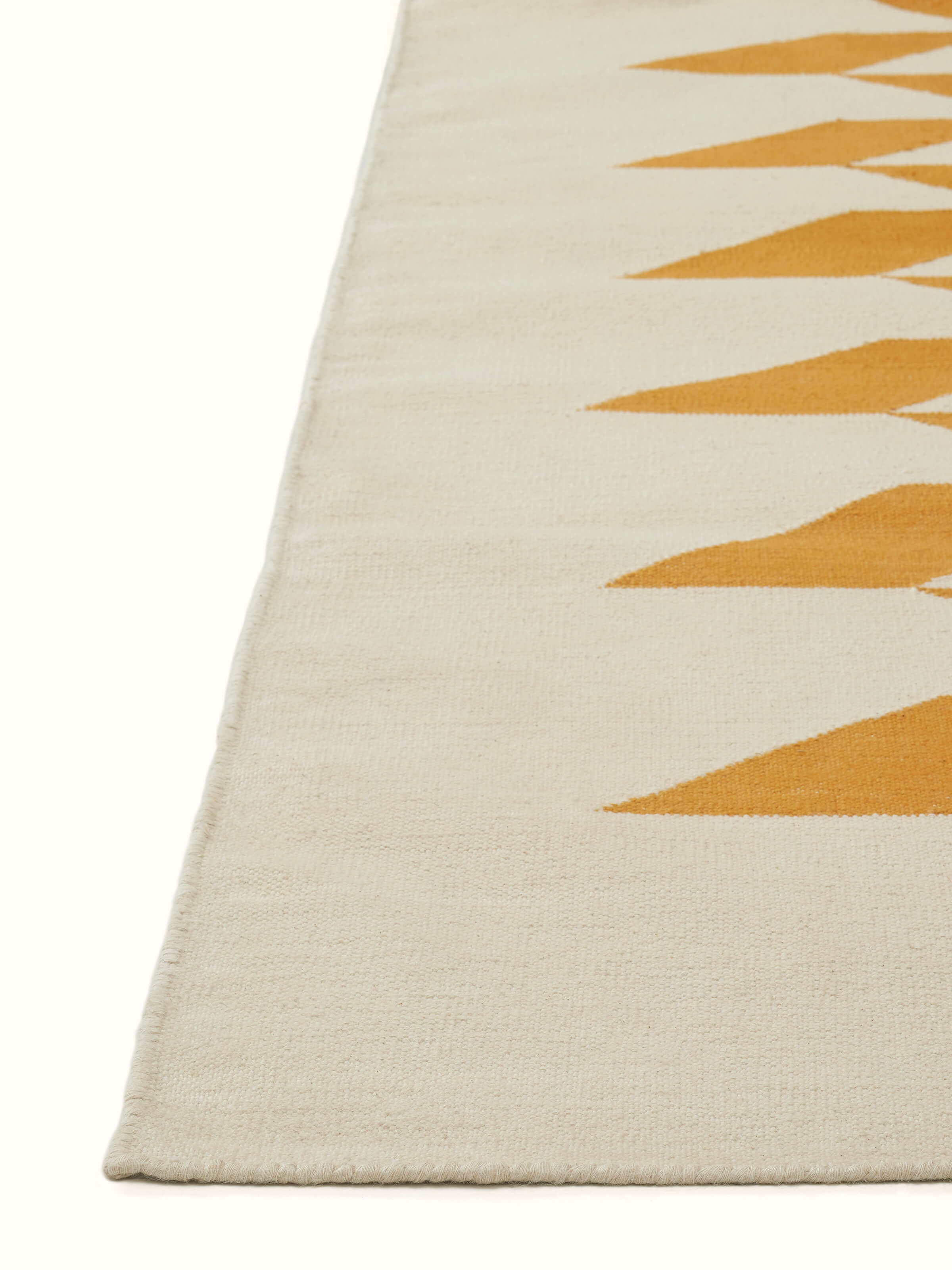 Detailed view of Modern Geo grey tan Lawan dhurrie showcasing the geometric design