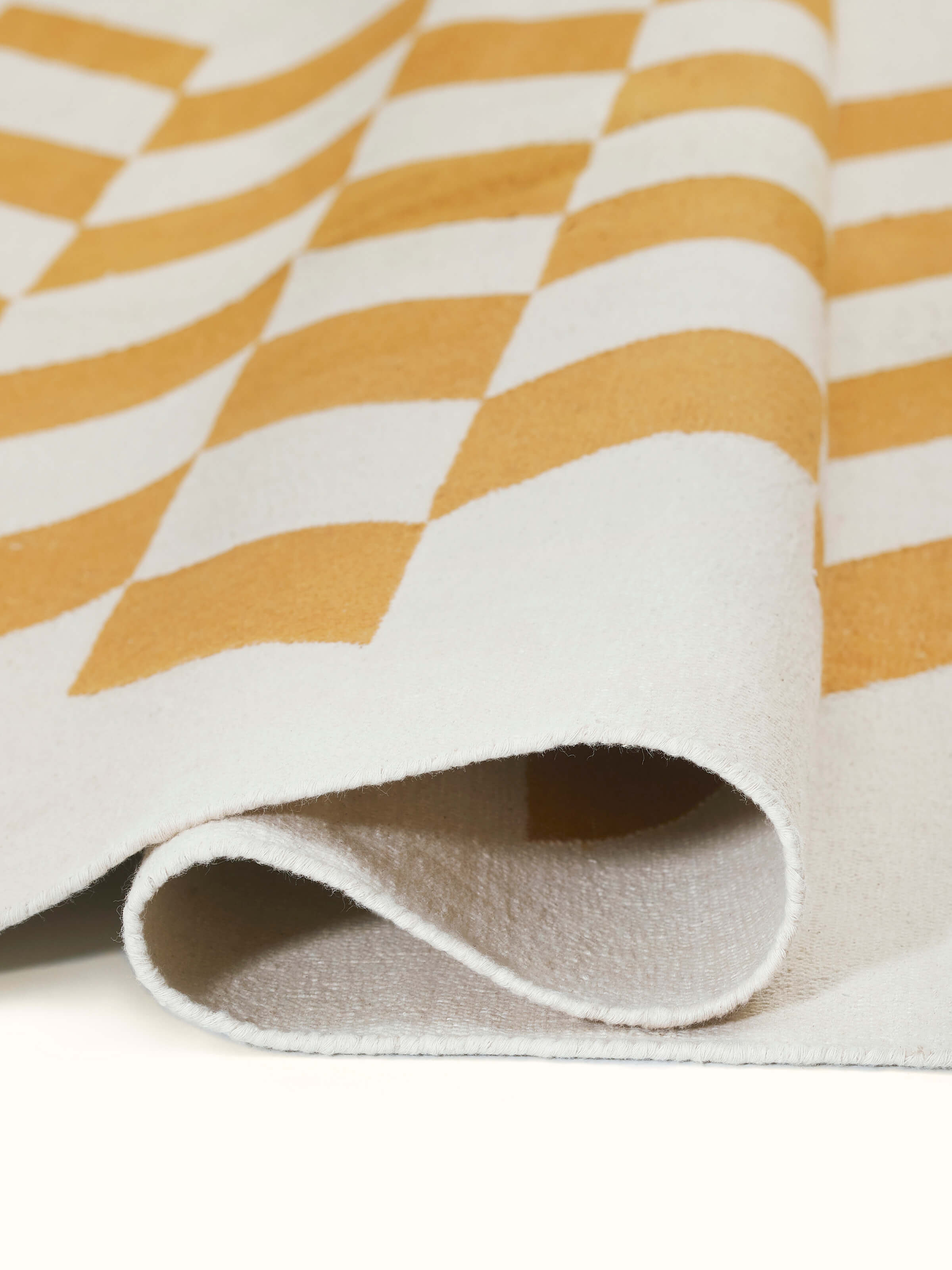 Modern Geo grey tan Lawan dhurrie in a room setting, emphasizing its size and pattern