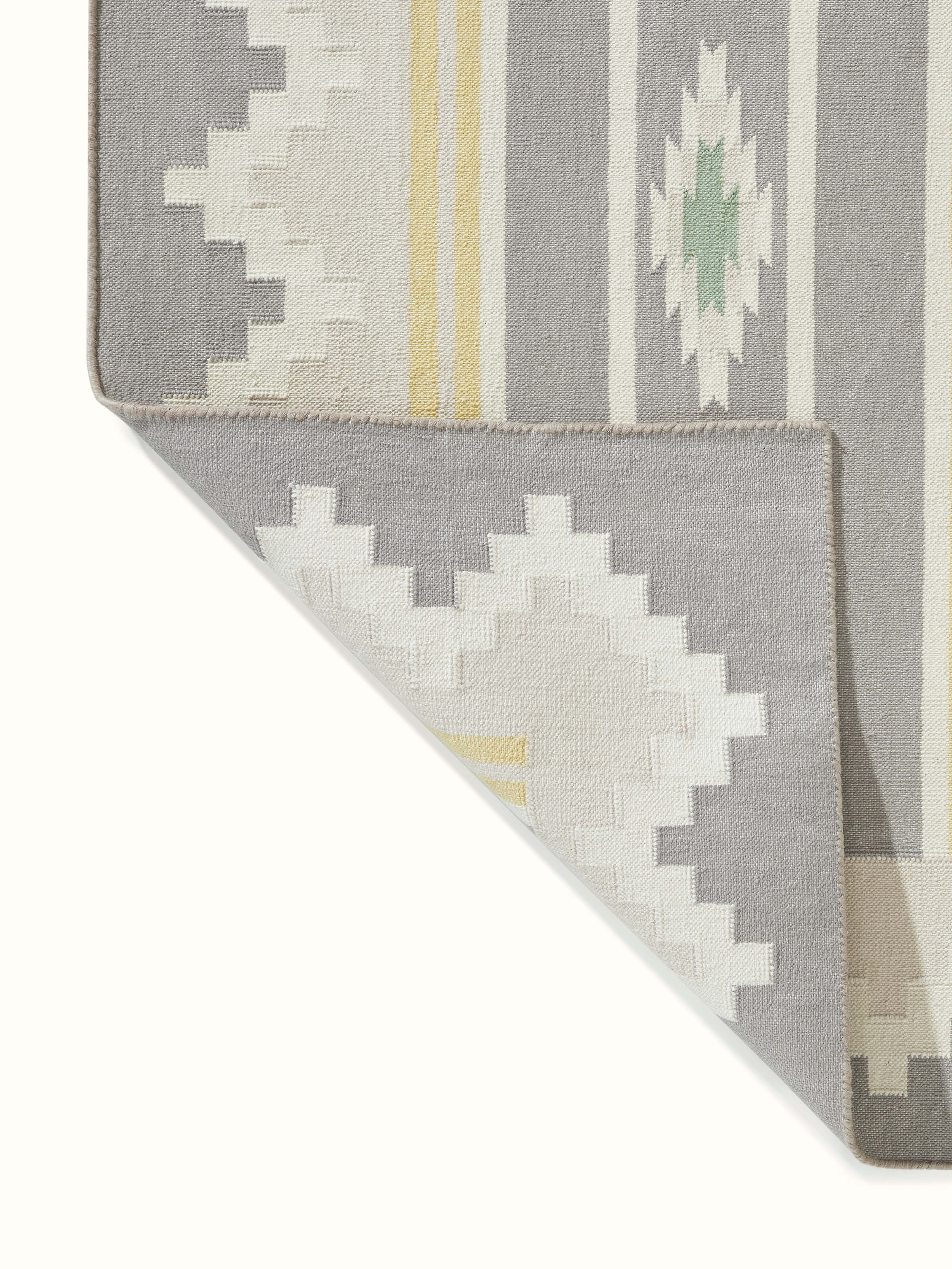 Full view of Modern Geo Grey Lawan Cotton Panja Runner displaying the complete length and geometric pattern.