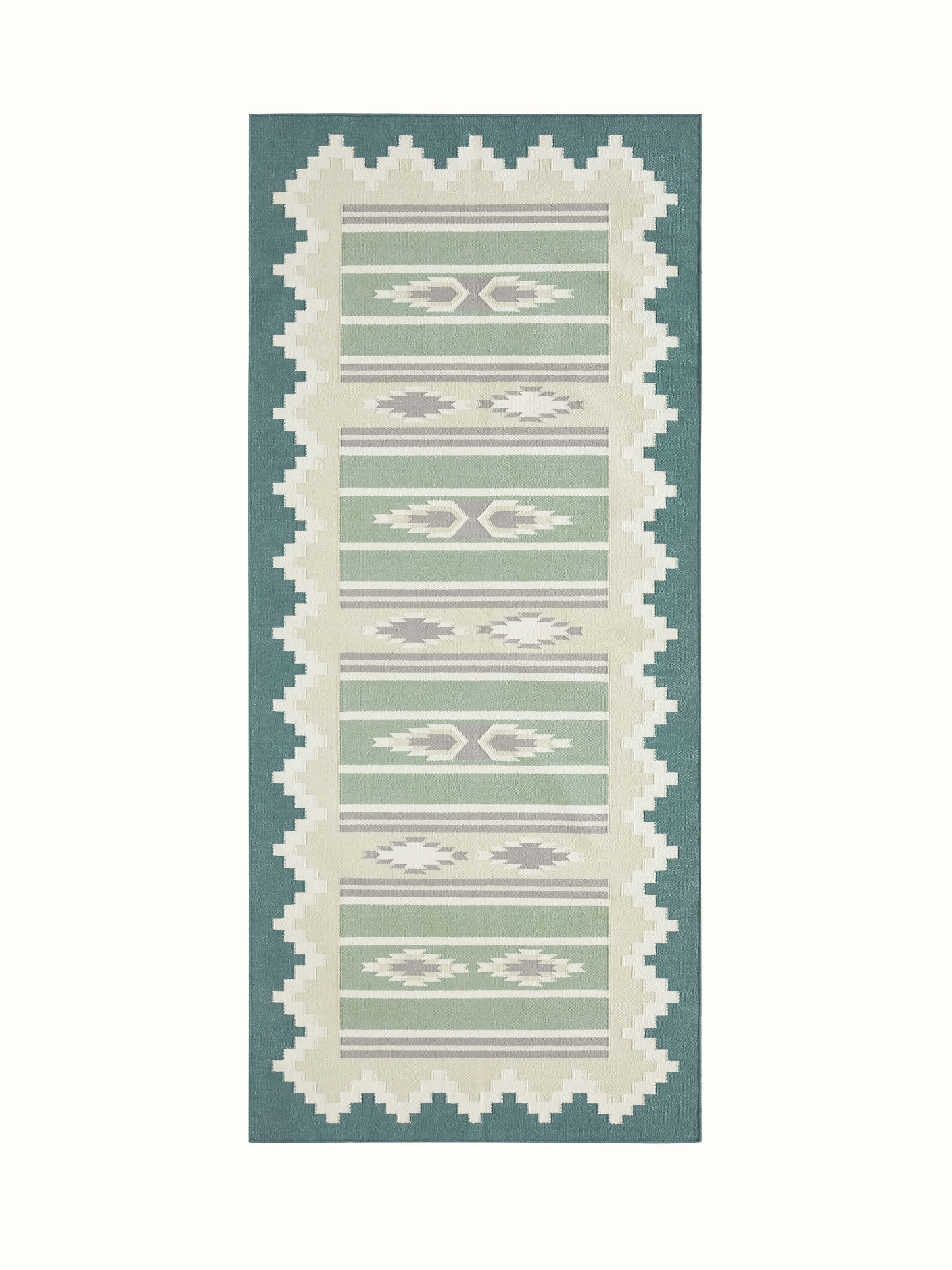 Full view of Modern Geo green lawan cotton panja runner