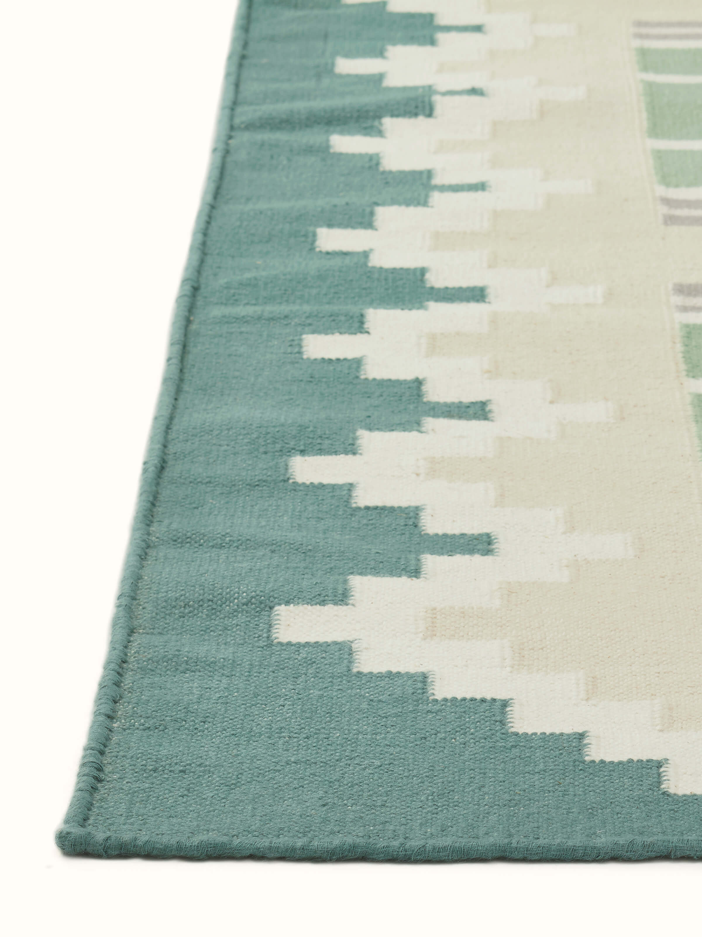 Artistic view of Modern Geo green lawan cotton panja runner