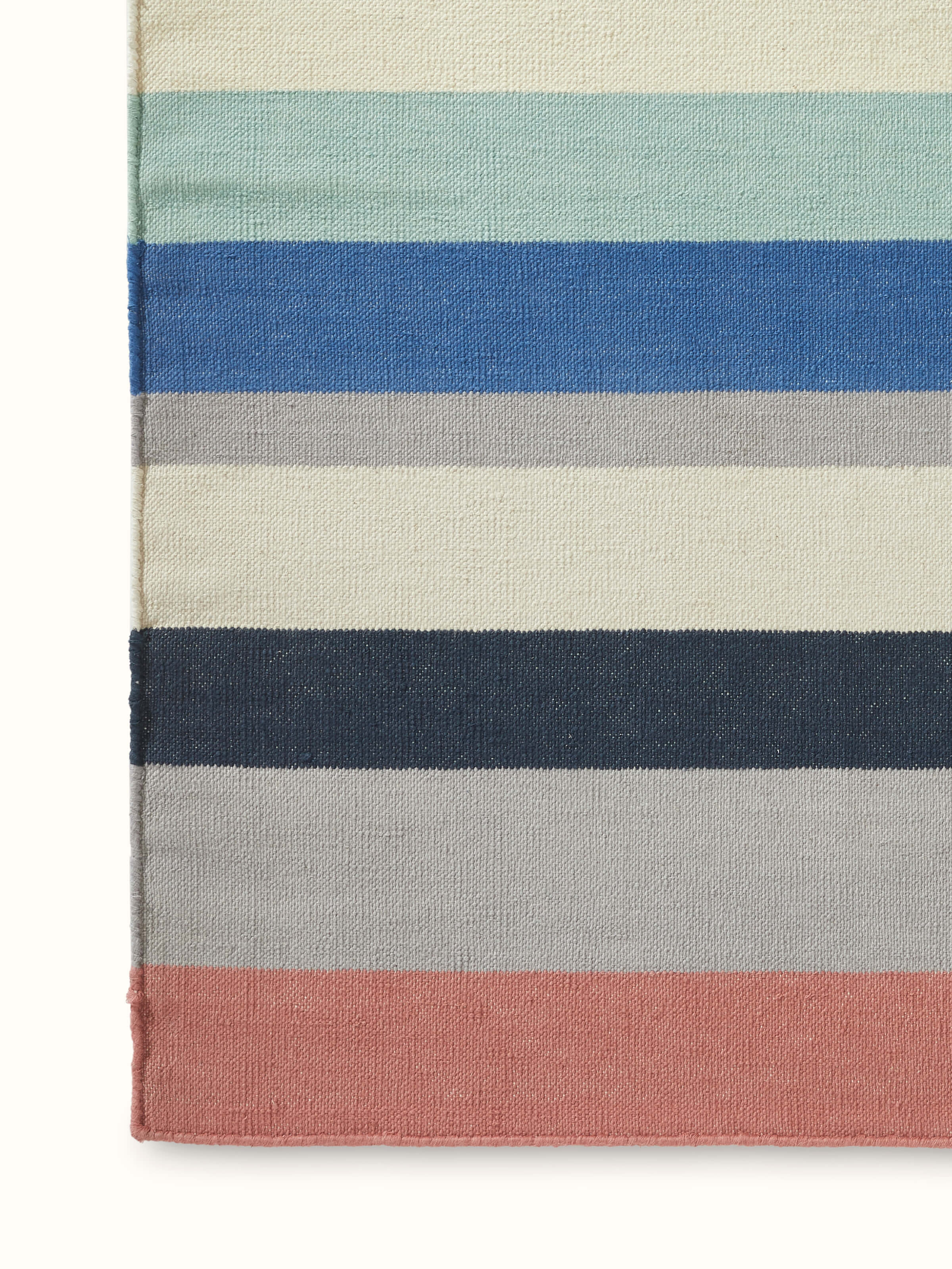 Detailed view of Modern Geo Stripe Lawan Cotton Panja Dhurrie, showing its durable weave and pattern clarity.