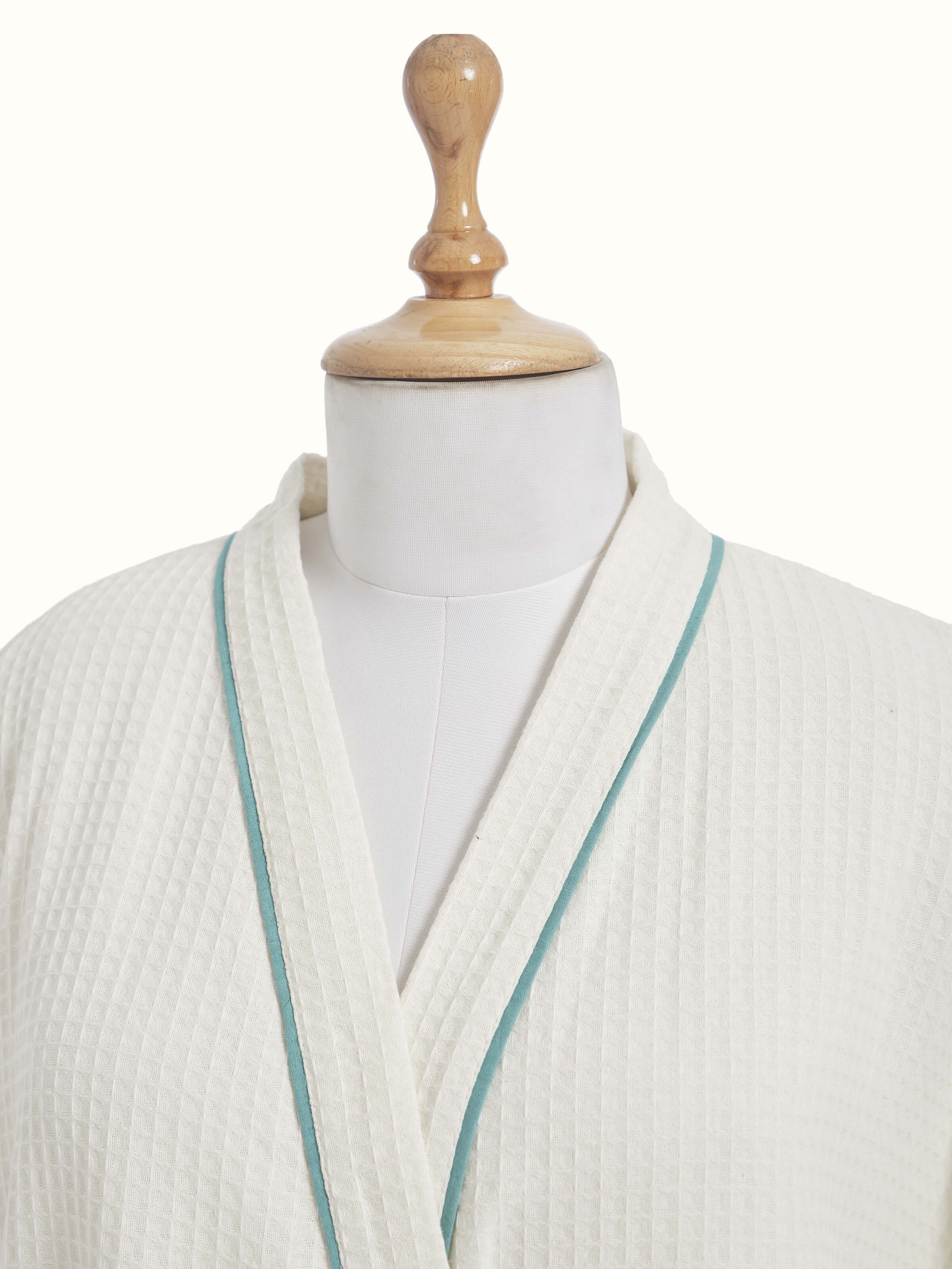 Detailed view of Palampore Buta Yellow & Green Floral Cotton Sanganeri Block Printed Bathrobe with emphasis on pattern