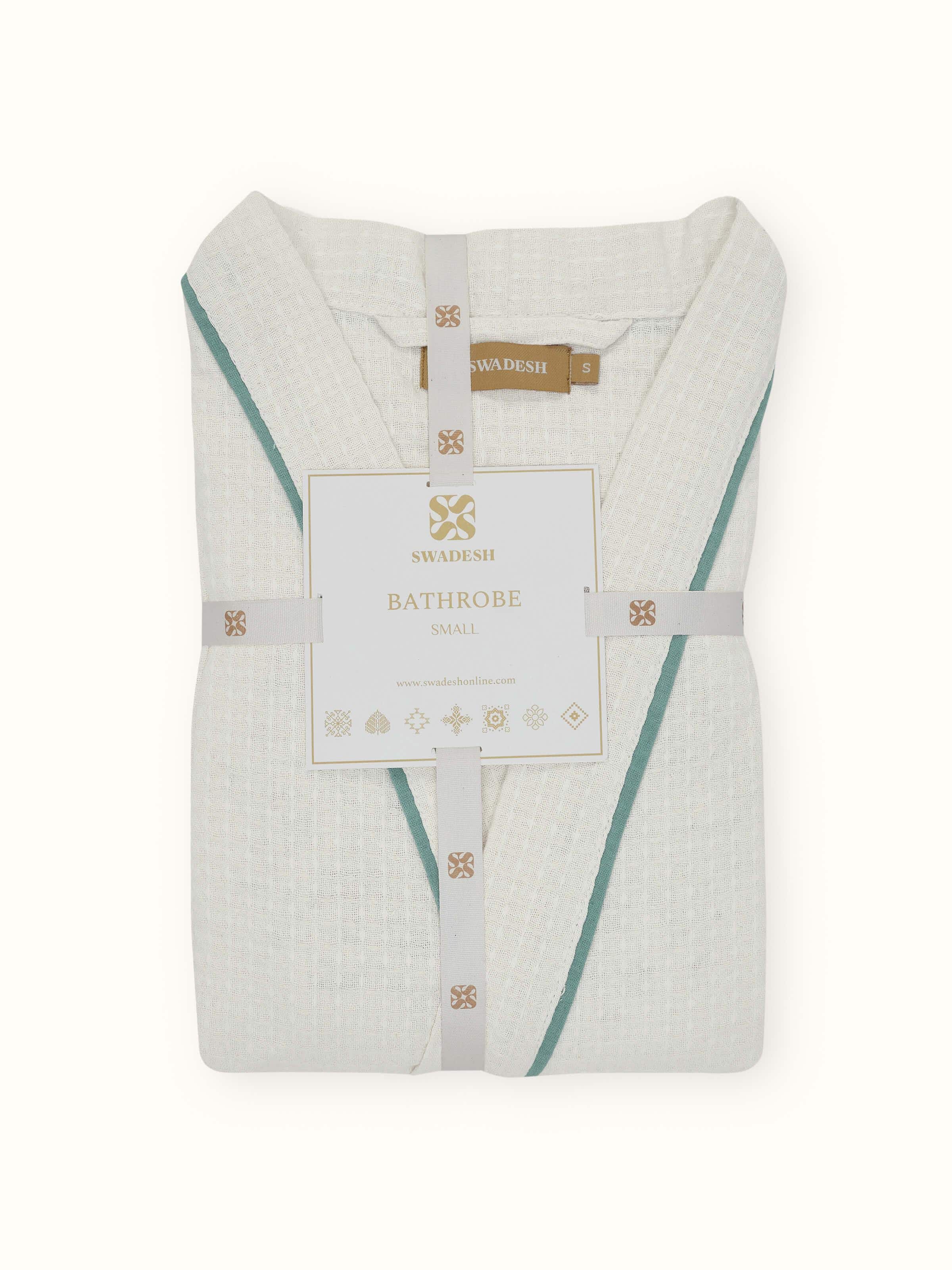 Detailed view of the Multi Floral Cotton Sanganeri Block Printed Bathrobe, highlighting the block print pattern and fabric.