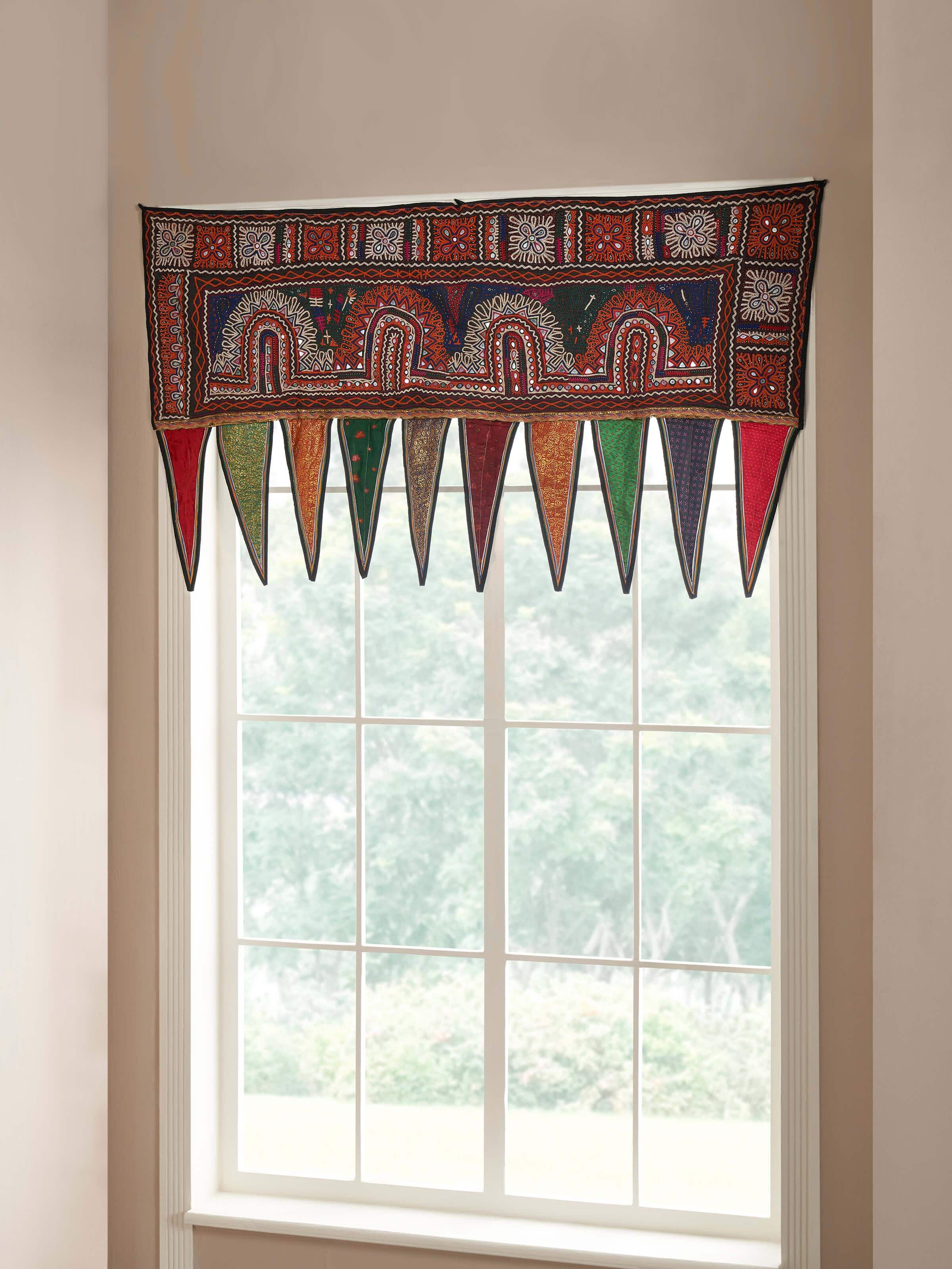 Side view of Kutch Embroidery Floral Toran, showcasing the intricate stitching and ornamental design.