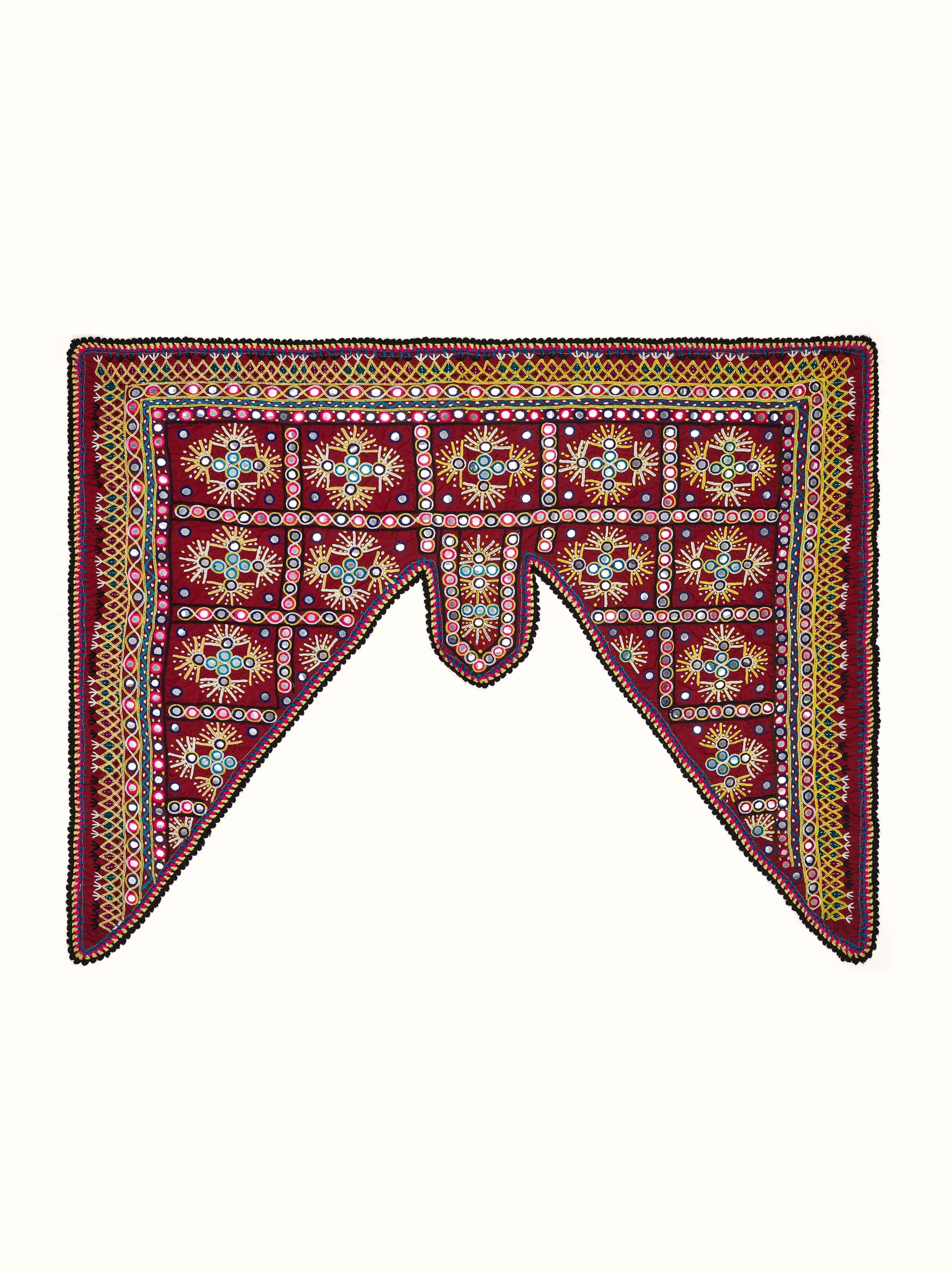 Front view of Kutch Embroidery Patterned Toran, displaying intricate traditional embroidery designs and vibrant colors.