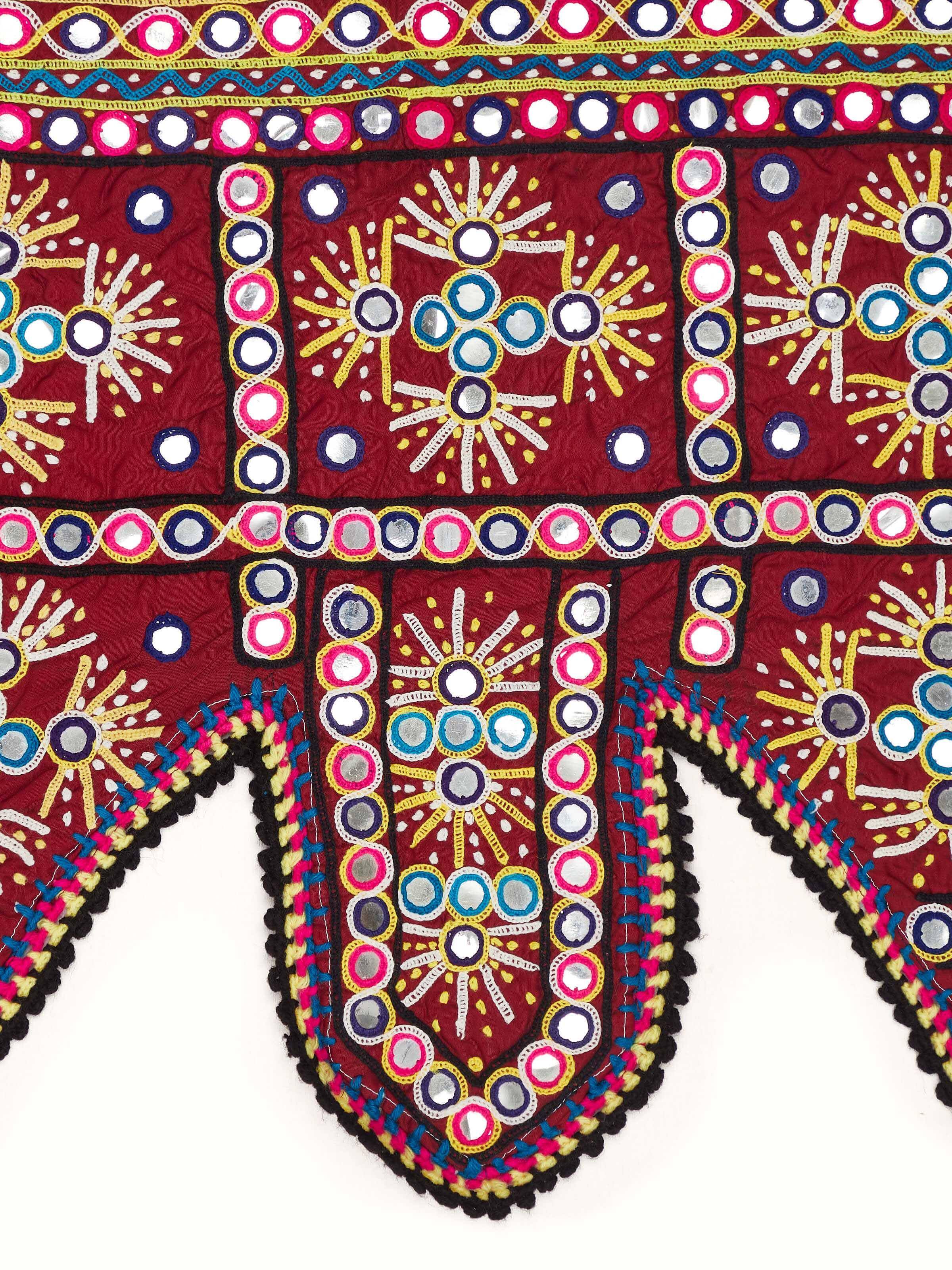 Close-up view of Kutch Embroidery Patterned Toran, highlighting the fine craftsmanship and vibrant colors in the embroidery.