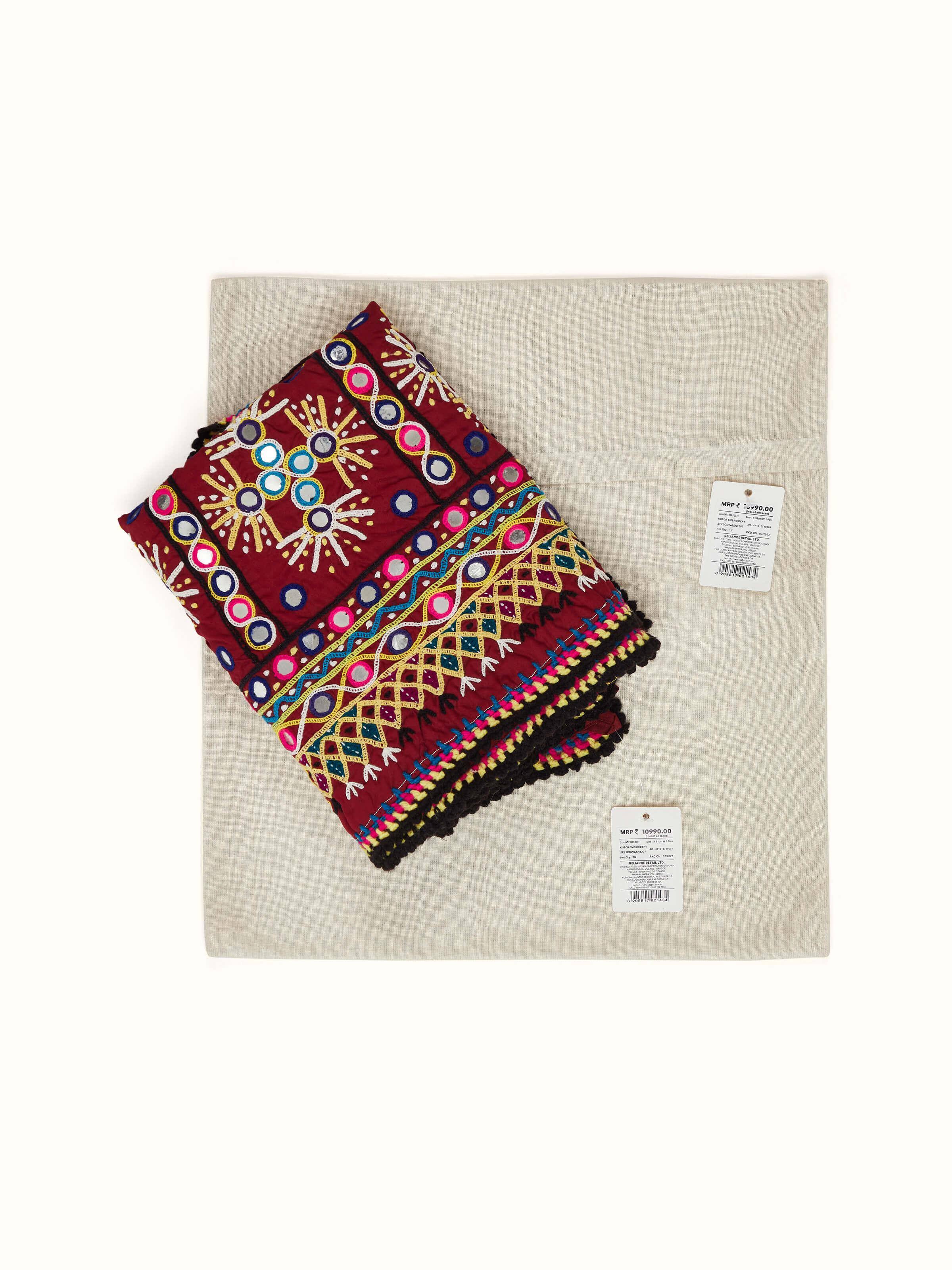 Angled view of Kutch Embroidery Patterned Toran, emphasizing the traditional patterns and intricate thread work.