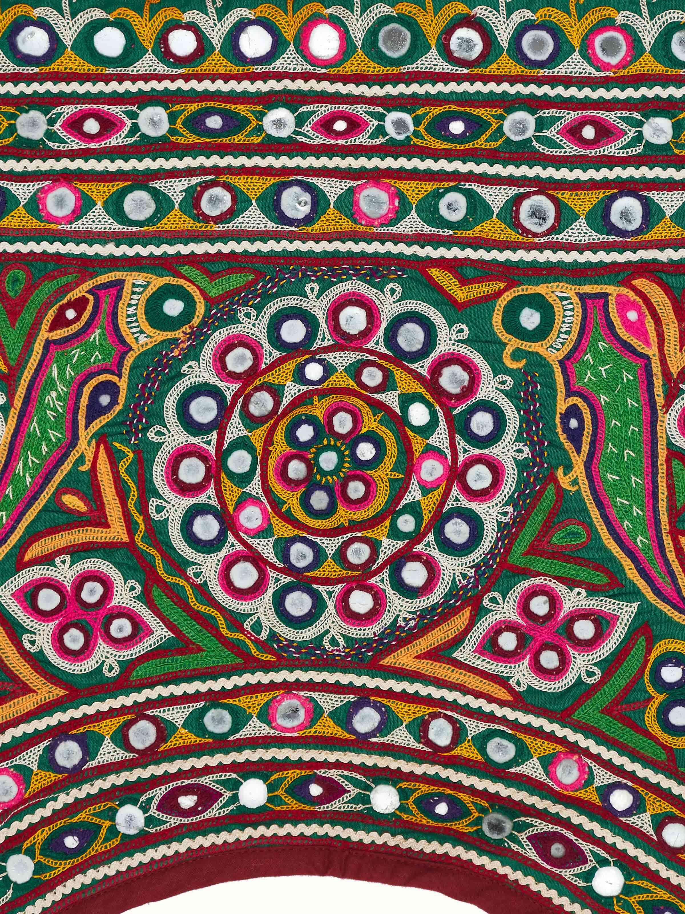 Close-up of Kutch Embroidery Geometric Toran, focusing on the geometric design and detailed embroidery work