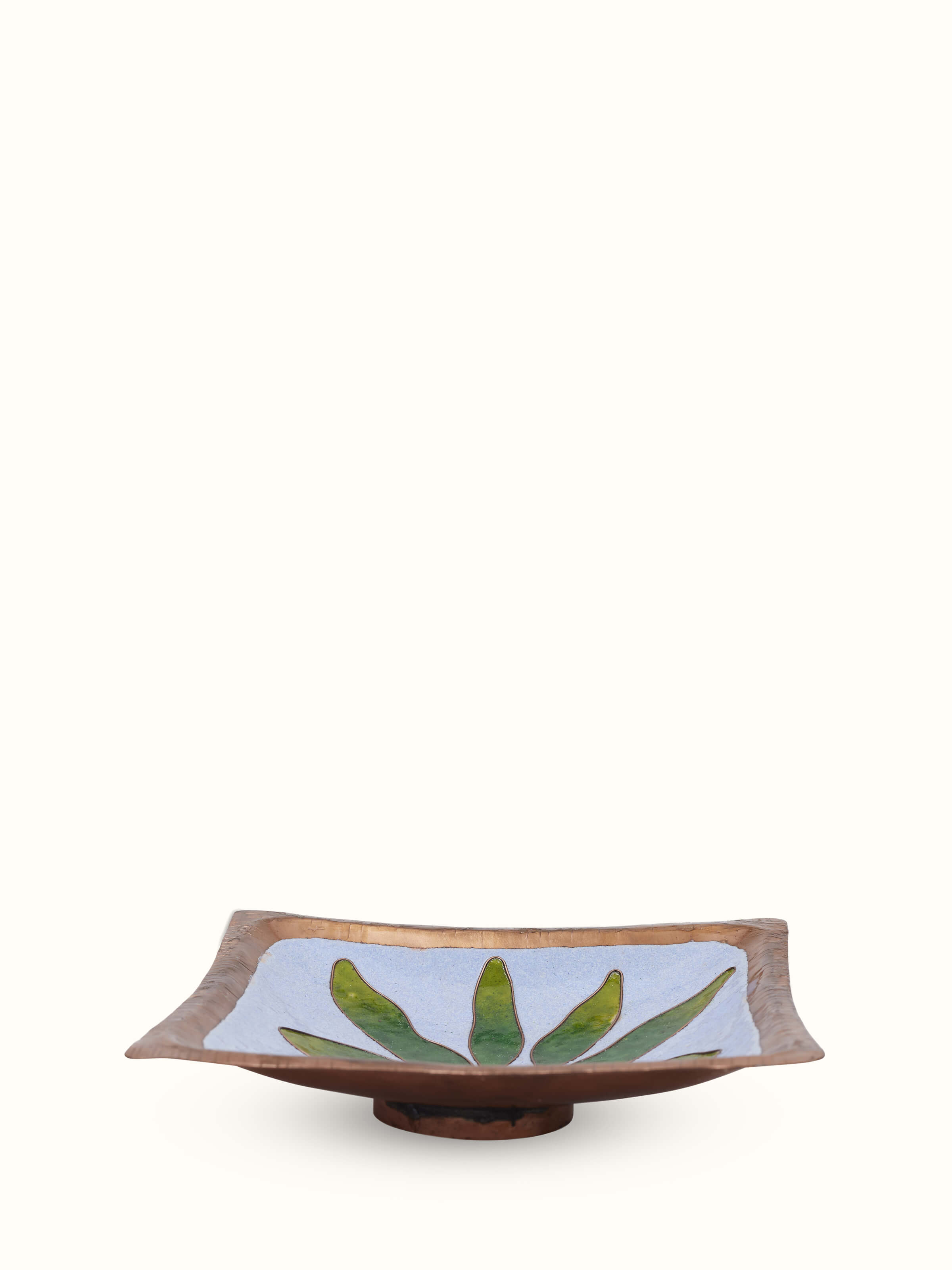 Top view of Copper Tray (8 x 8 inches), highlighting the shiny surface and traditional design