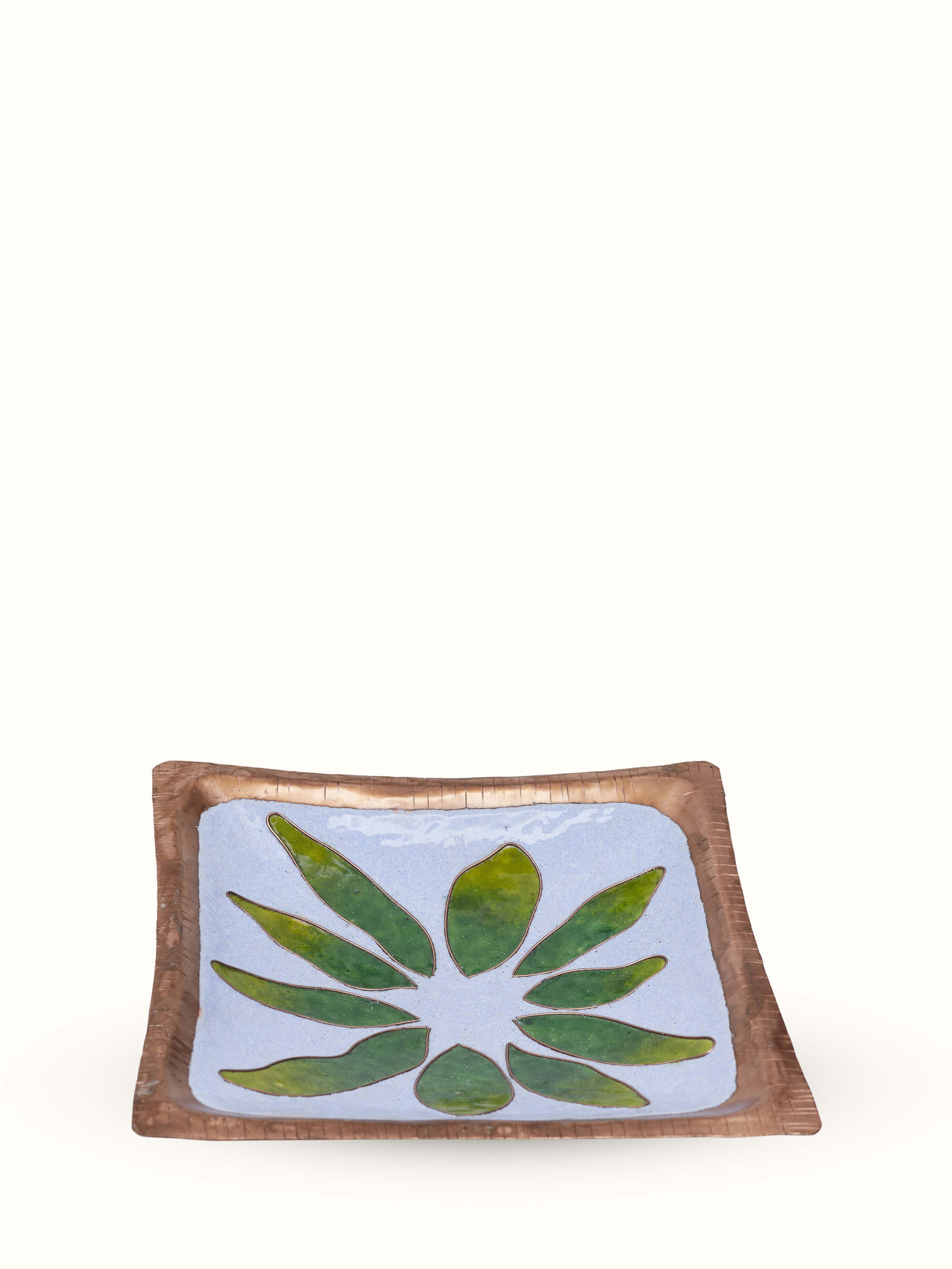 Side view of Copper Tray (8 x 8 inches), showcasing the thickness and craftsmanship