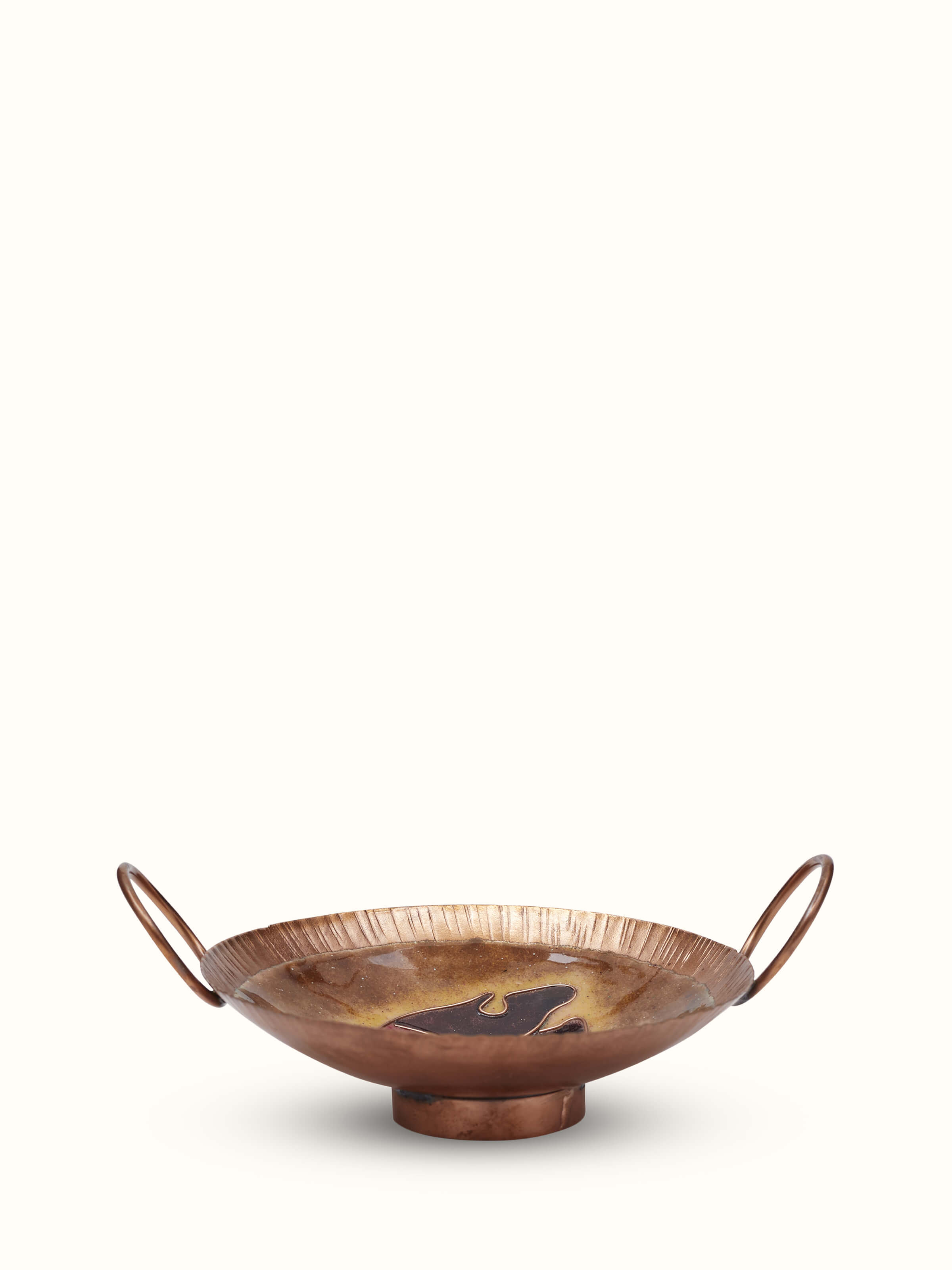 Front view of Copper Kadhai, showcasing the traditional design and shiny copper finish