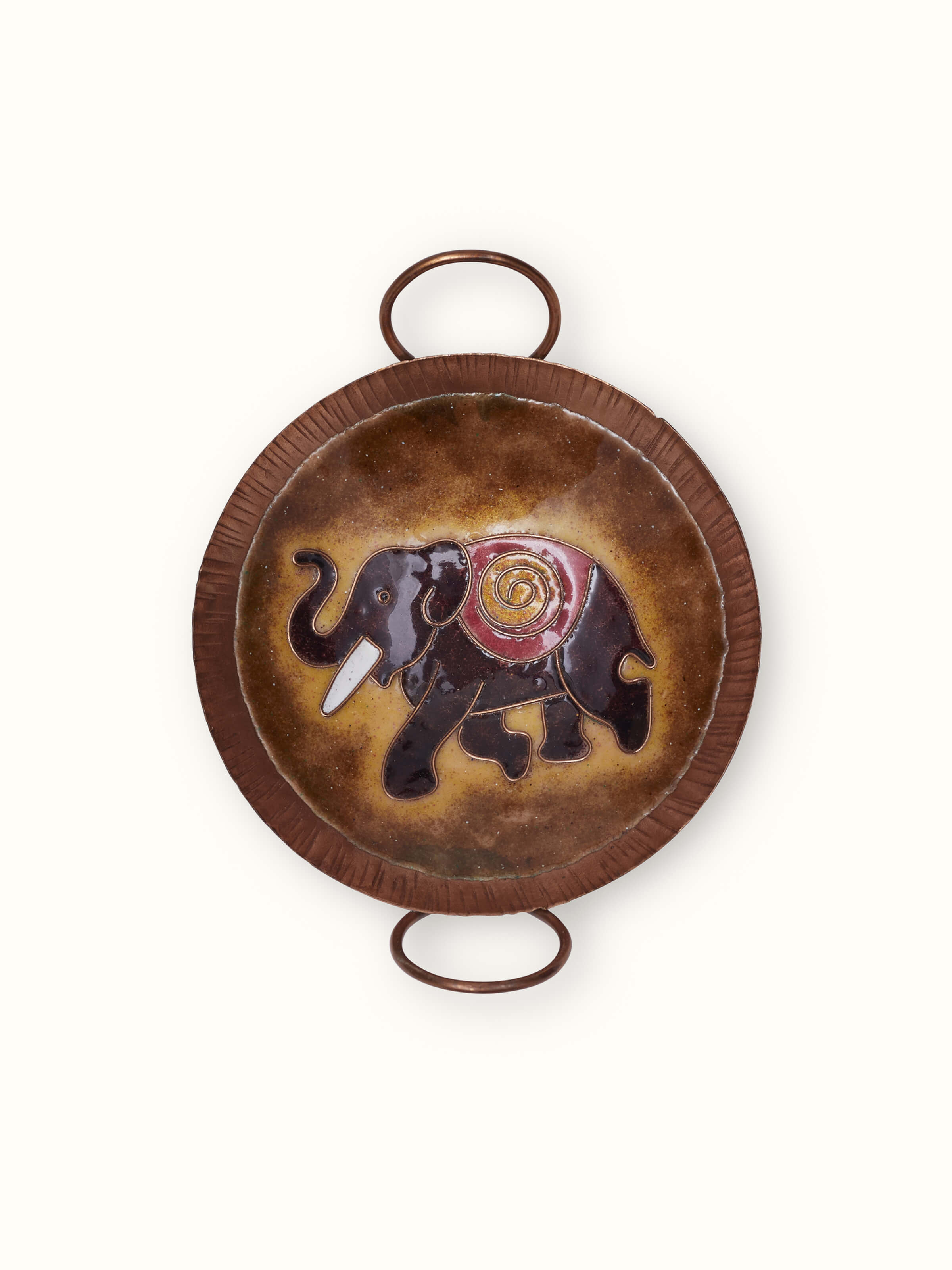 Side view of Copper Kadhai, showing the depth and curvature of the kadhai