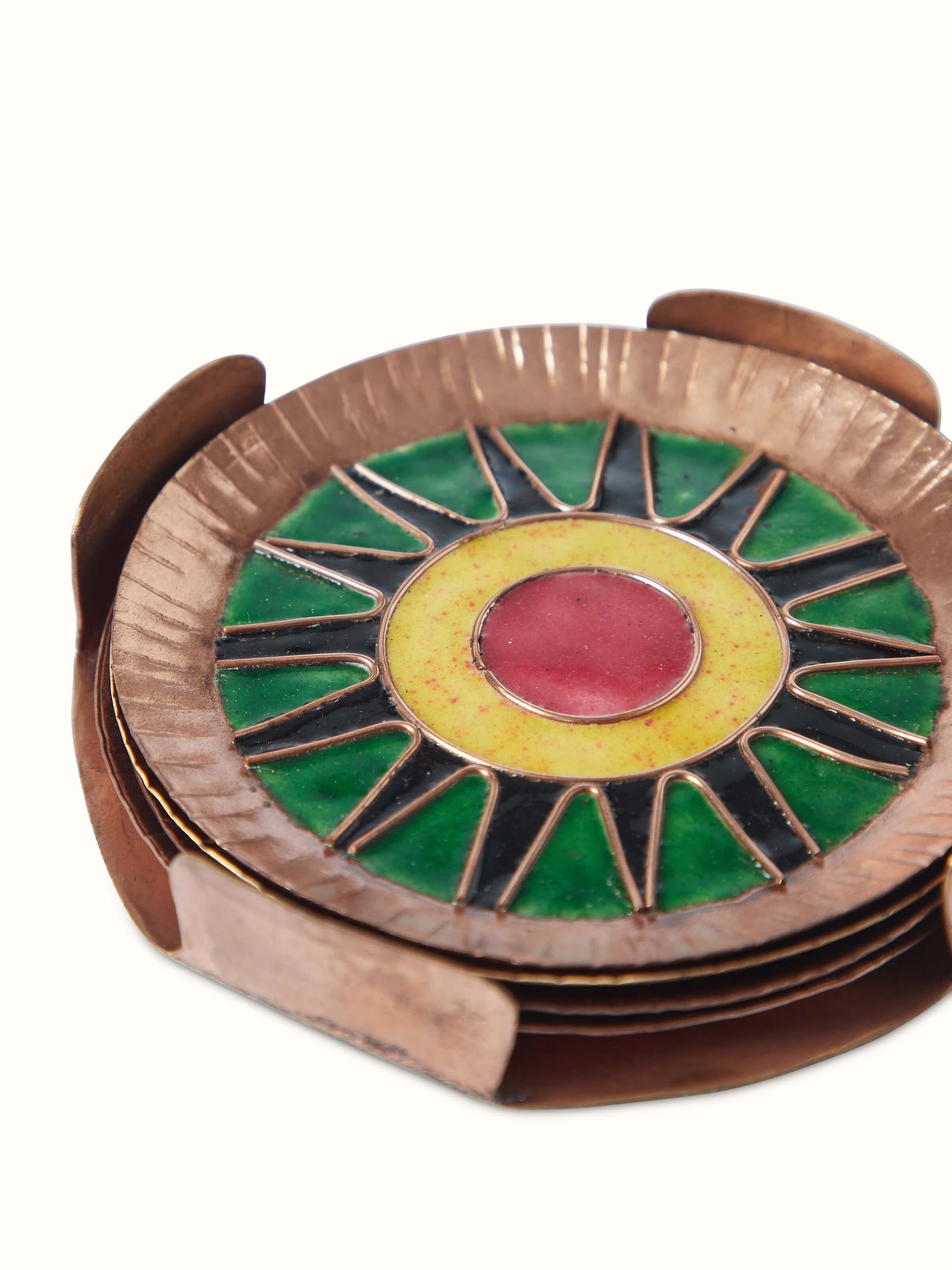 Top view of Copper tea coaster emphasizing its smooth surface and elegant design.