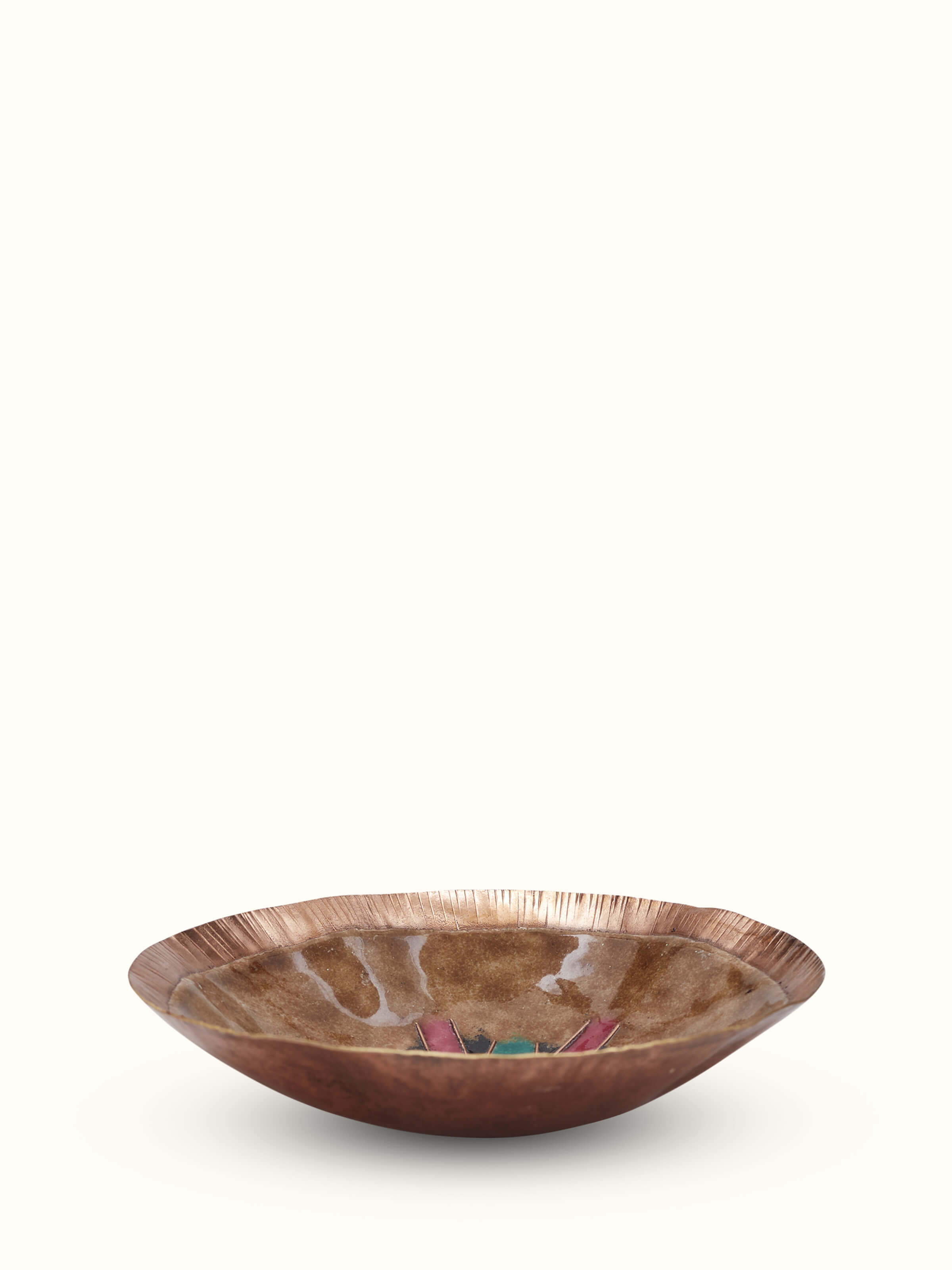 Front view of Copper serving bowl showing elegant design and finish