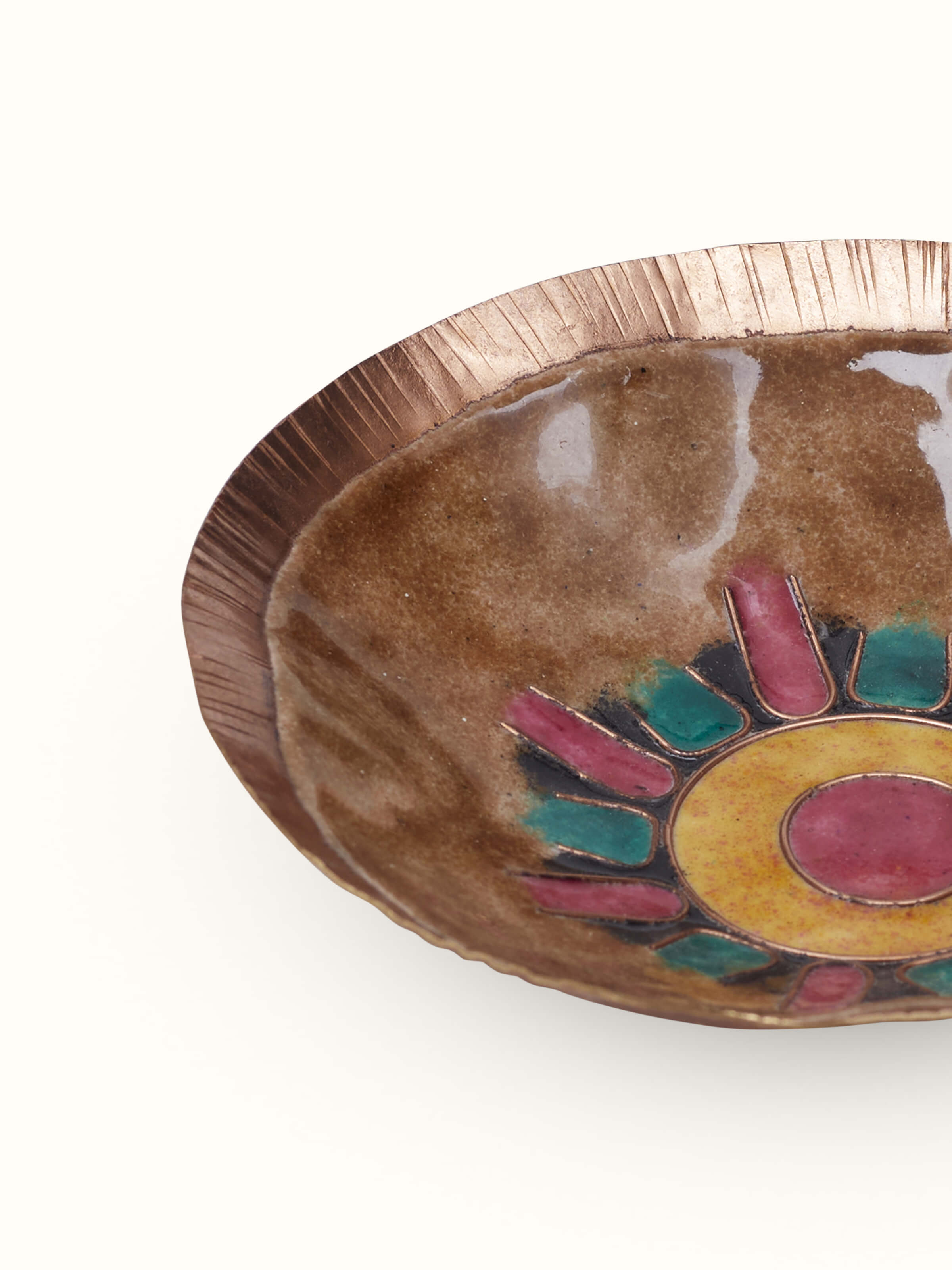 Close-up of Copper serving bowl showing detailed craftsmanship