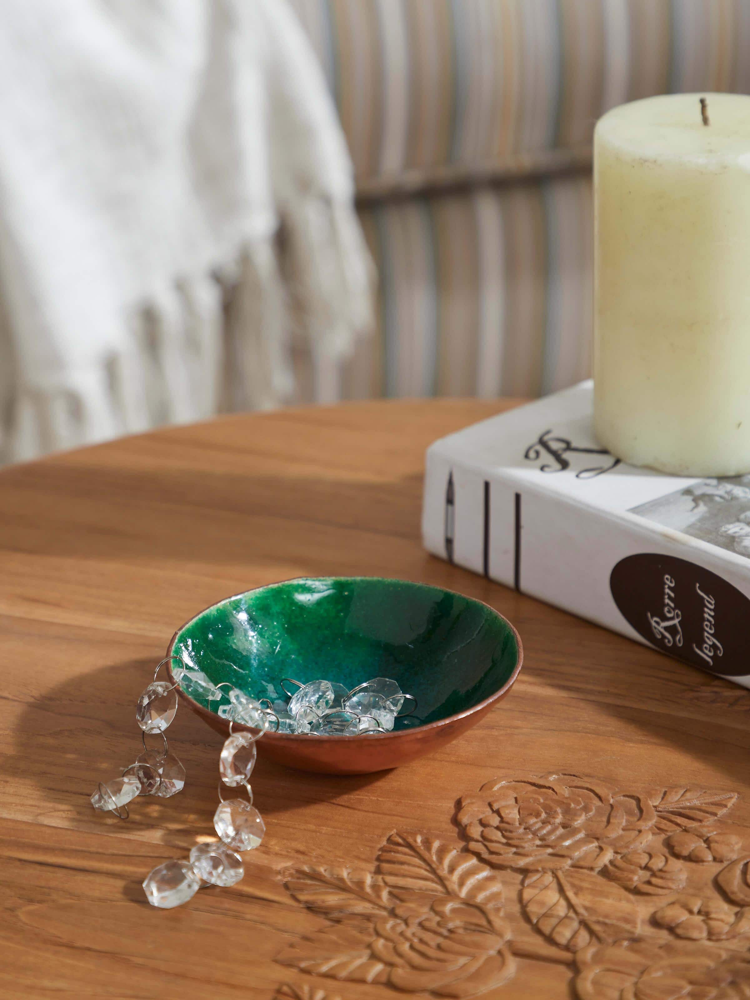 Side view of Copper nut bowl (6 inches) highlighting its smooth finish and fine craftsmanship