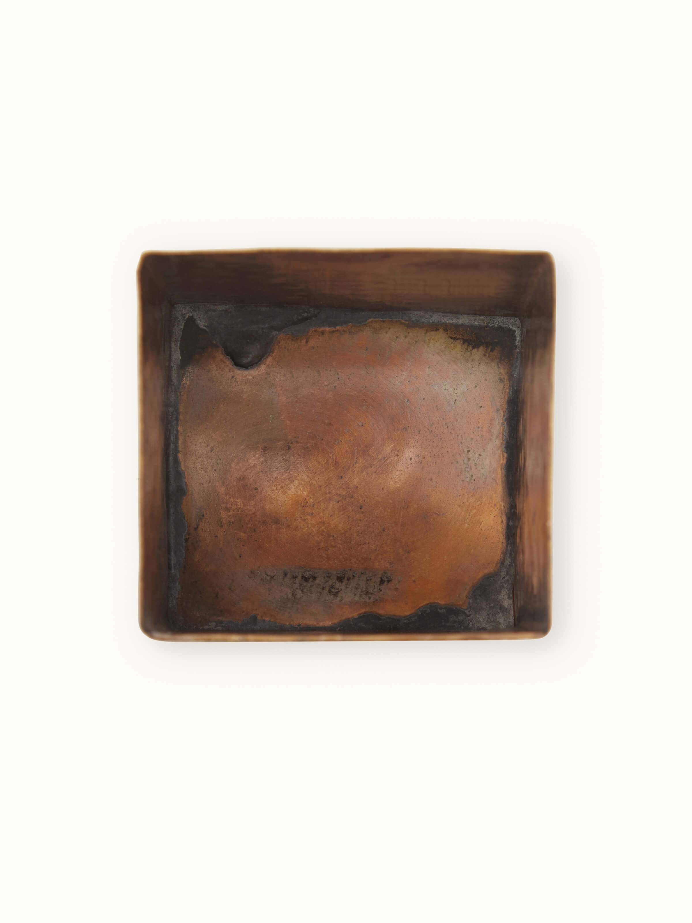 Detailed view of Copper Flower Square Pen Holder in Yellow, emphasizing the intricate flower pattern