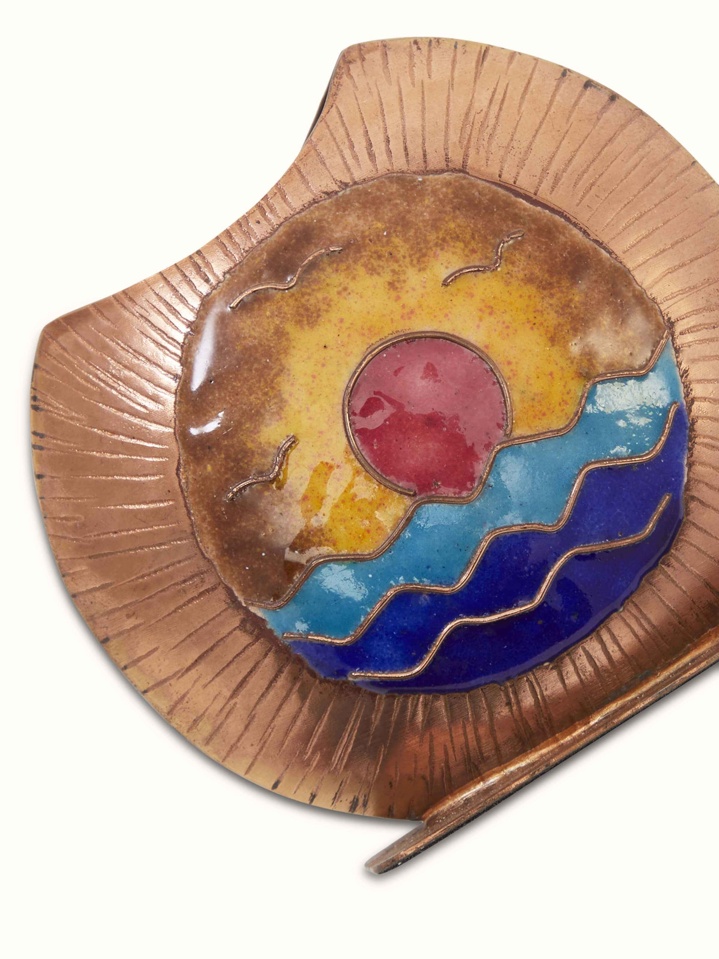 Back view of Copper Sunset Oval Pen Holder Bronze highlighting the rear design and material.