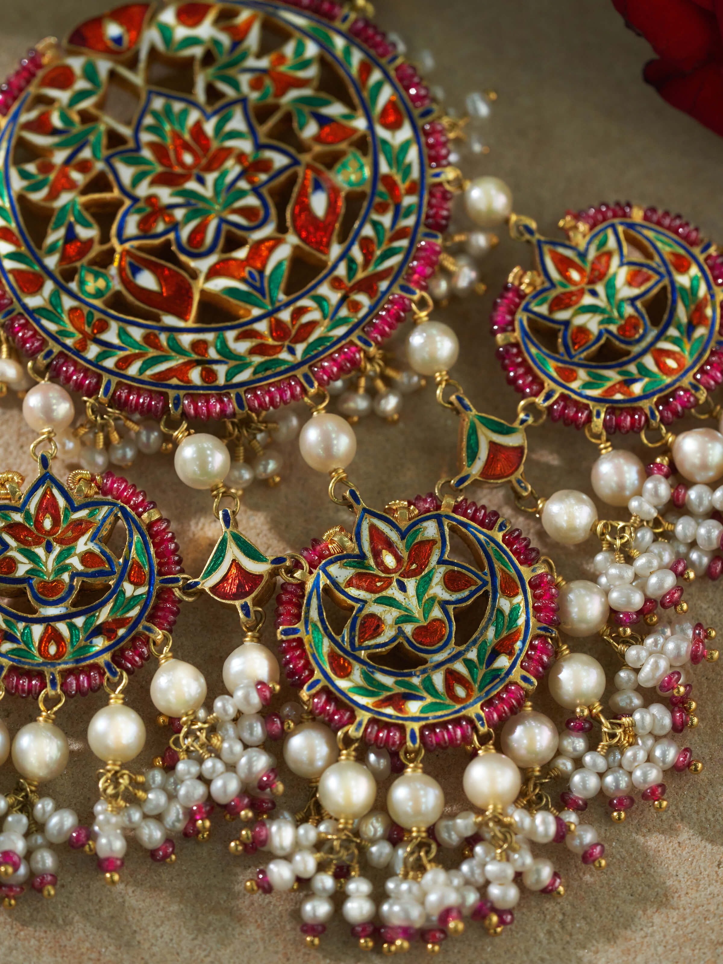 Detailed view of Jadau 18 Karat Gold Choker showcasing the intricate gold design and luxurious finish.